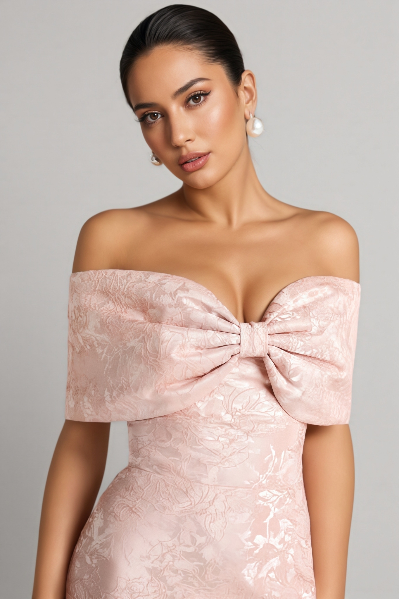 Clara Pink One Shoulder Bow Maxi Dress
