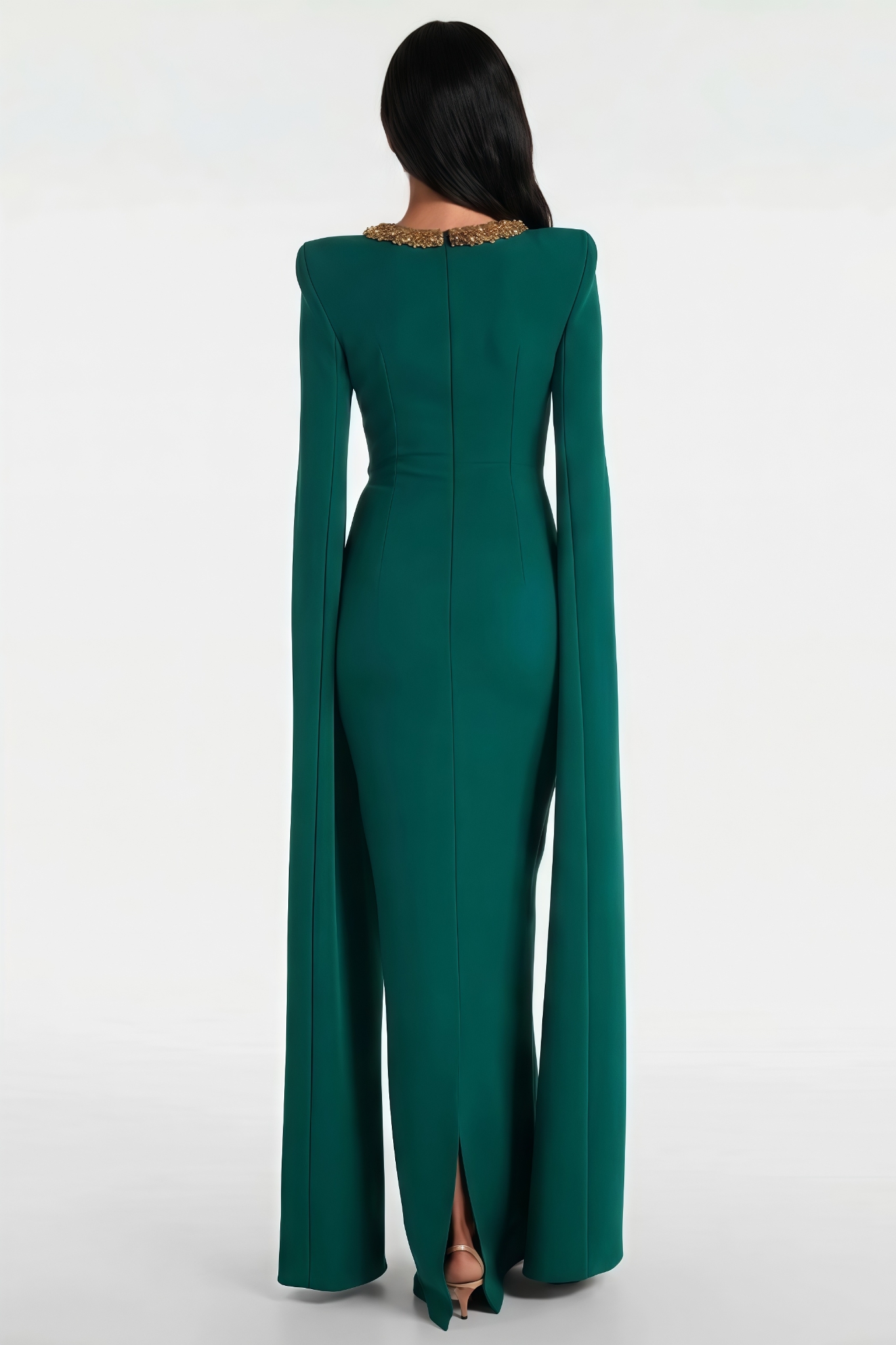 Yvigre Green Rhinestone Maxi Dress