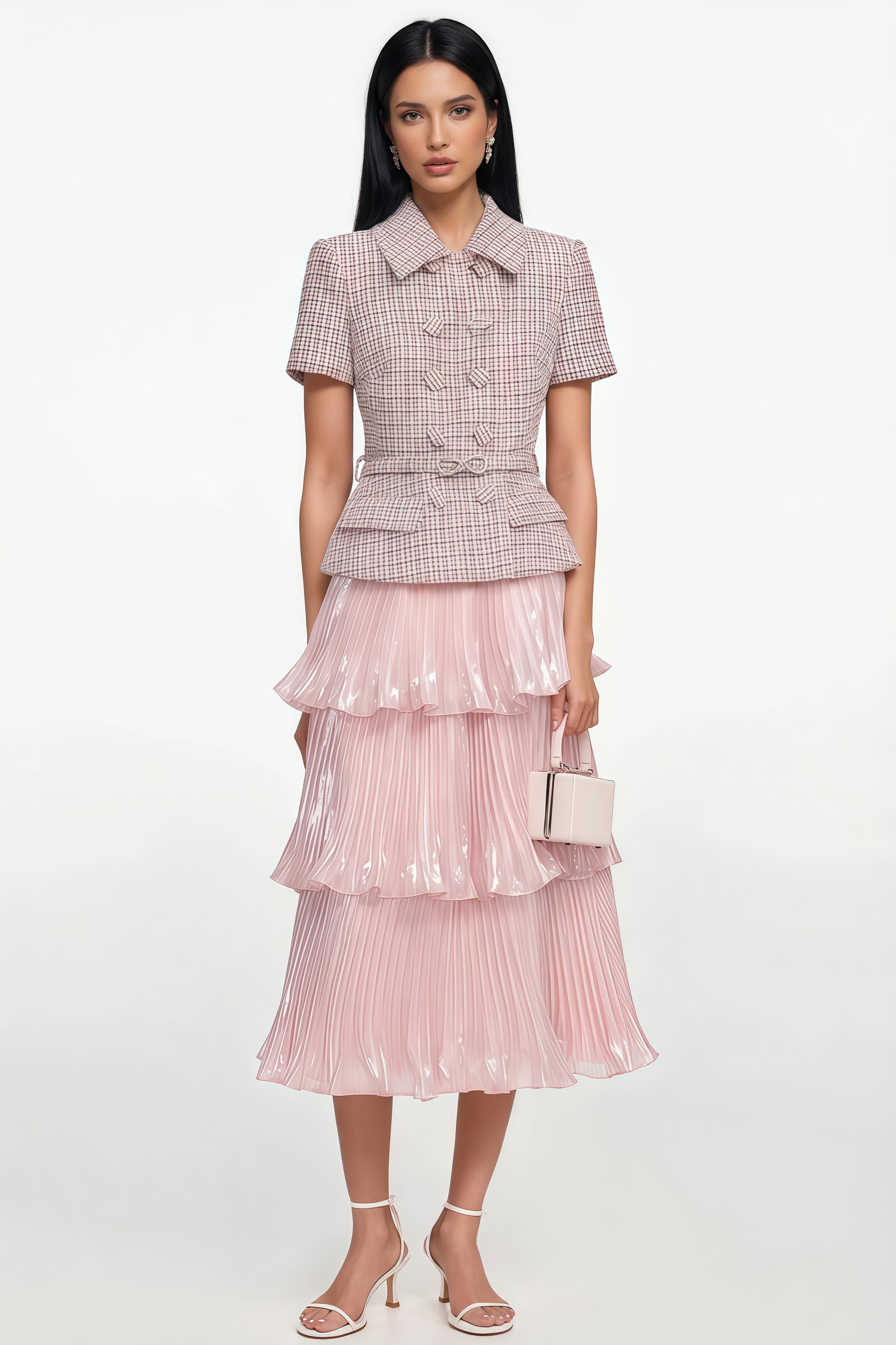 Lihamy Pink Layered Midi Dress