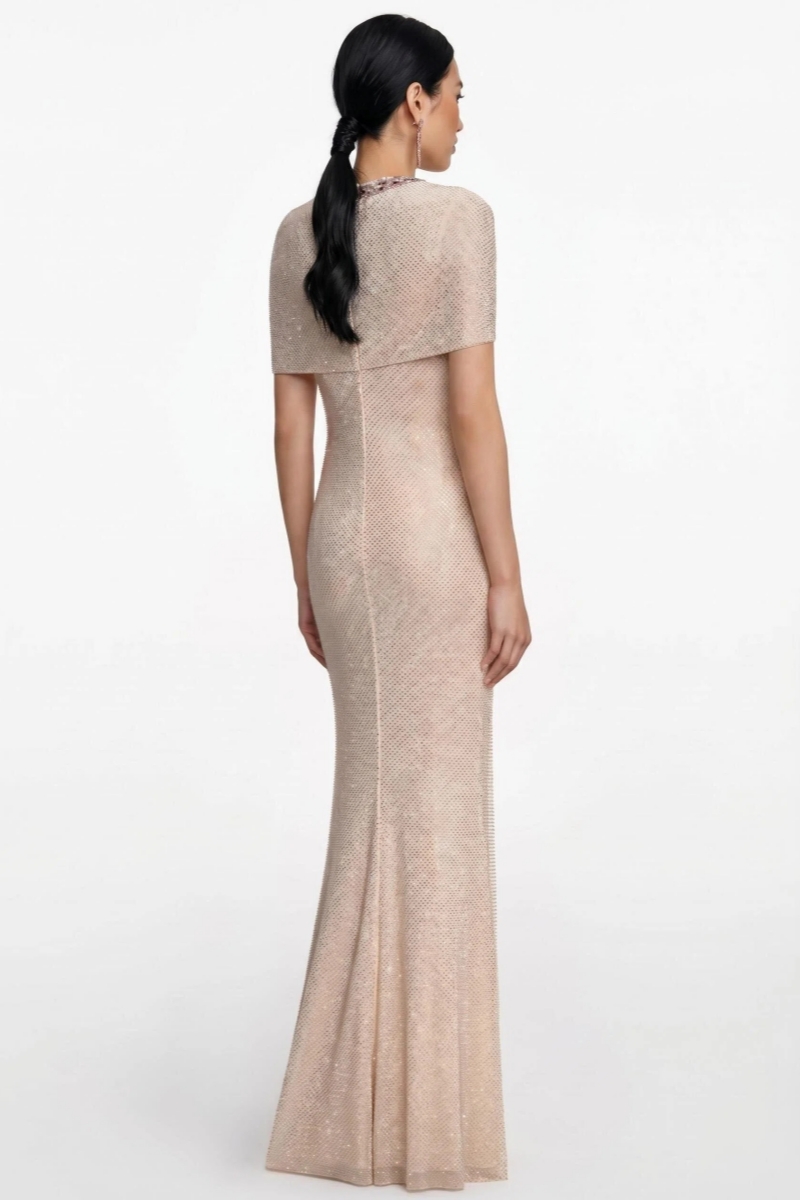 Antgoy Rhinestone Mermaid Maxi Dress