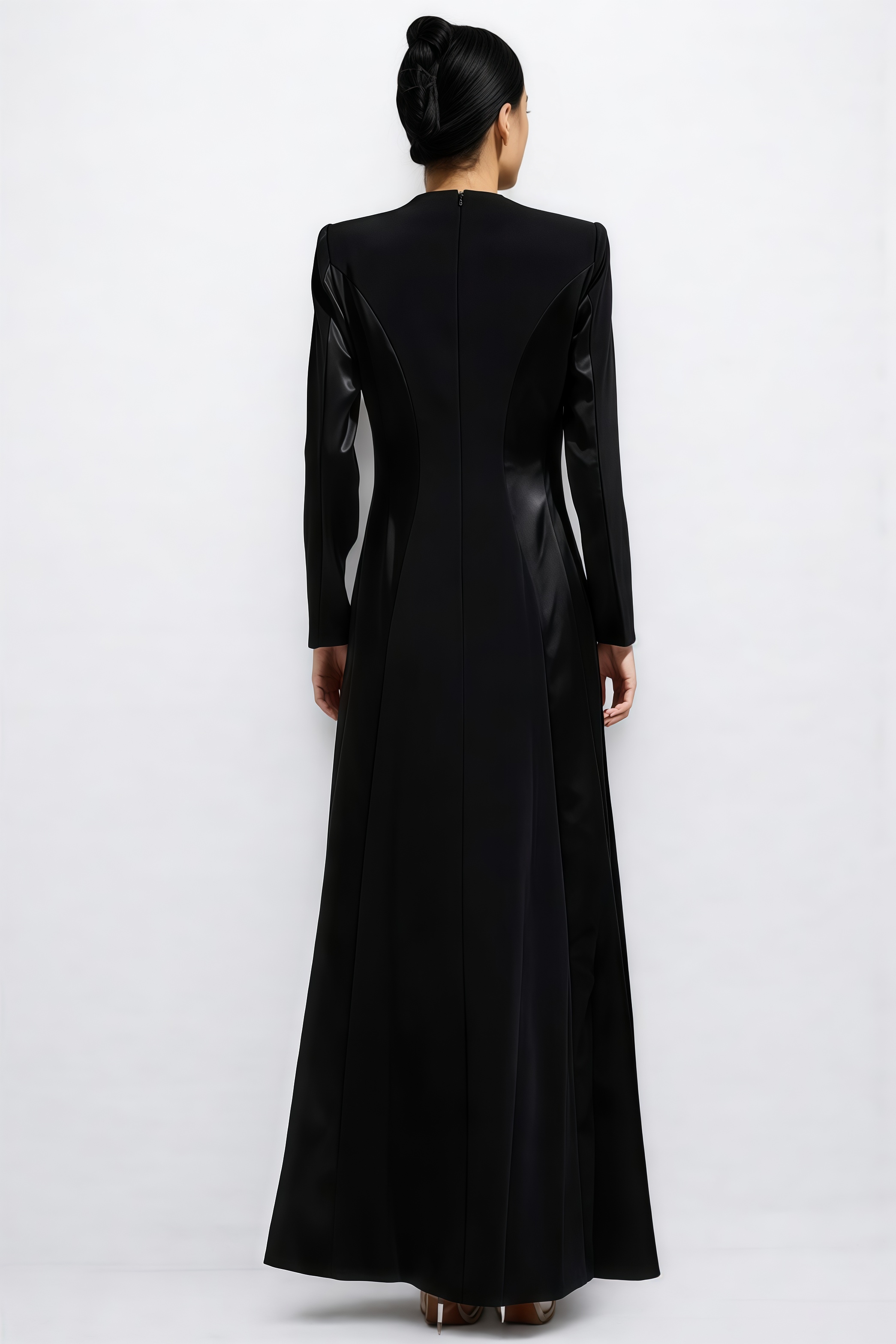 Uarenx Black Rhinestone Maxi Dress