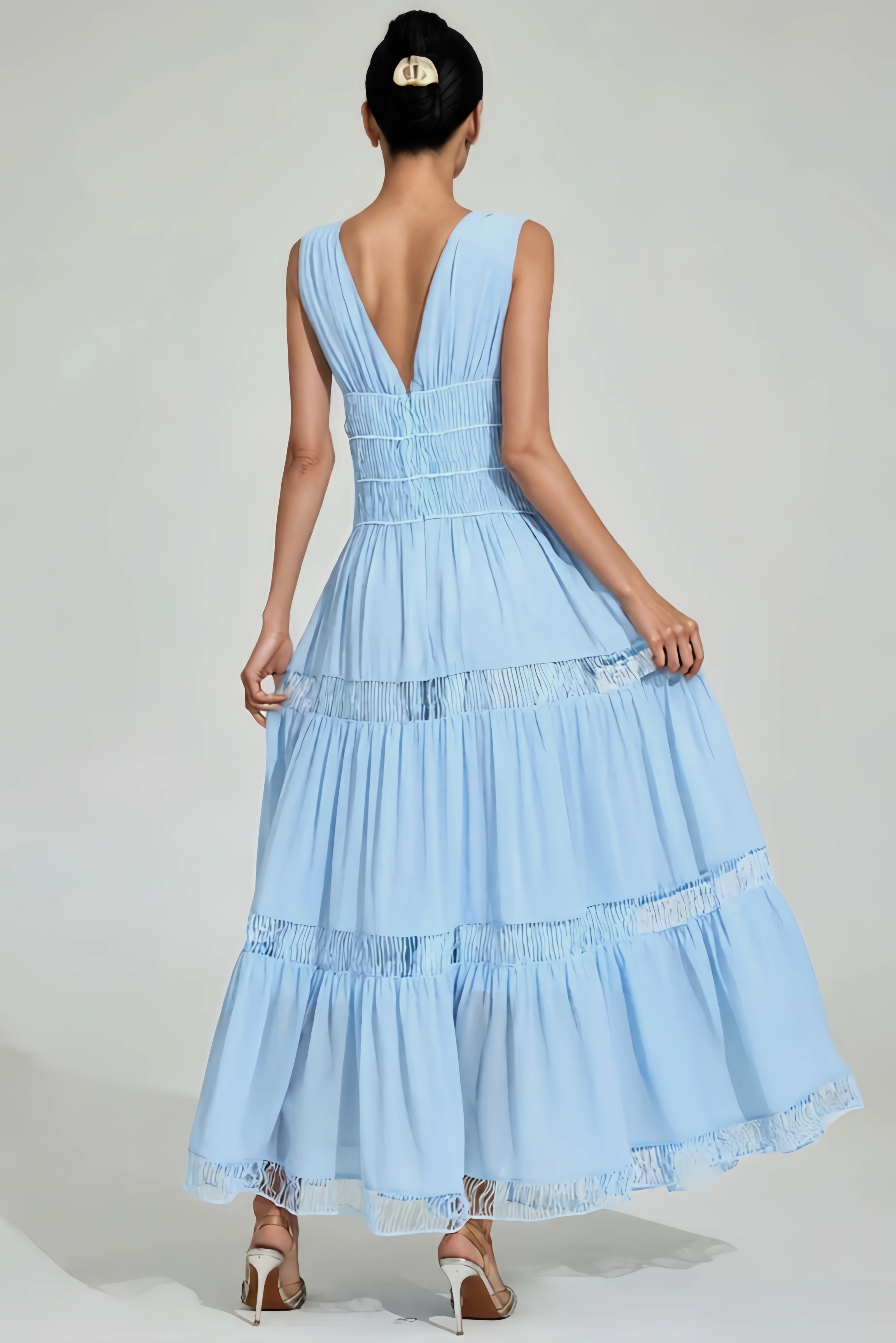 Neris Blue Backless Cut Out Maxi Dress