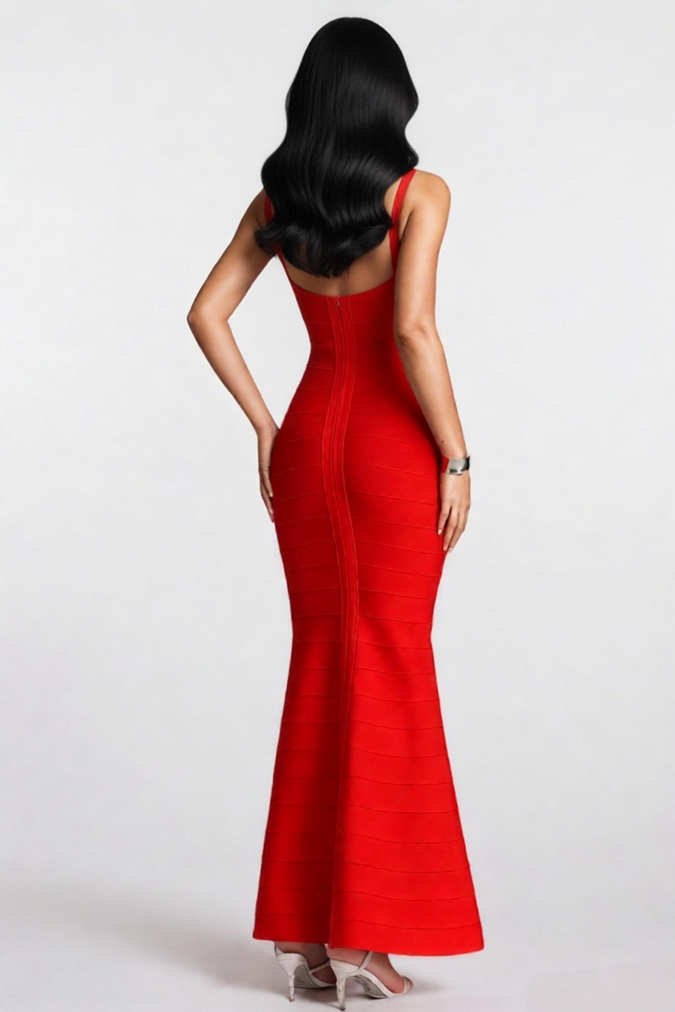 Bobert Red Halter Bandage Maxi Dress