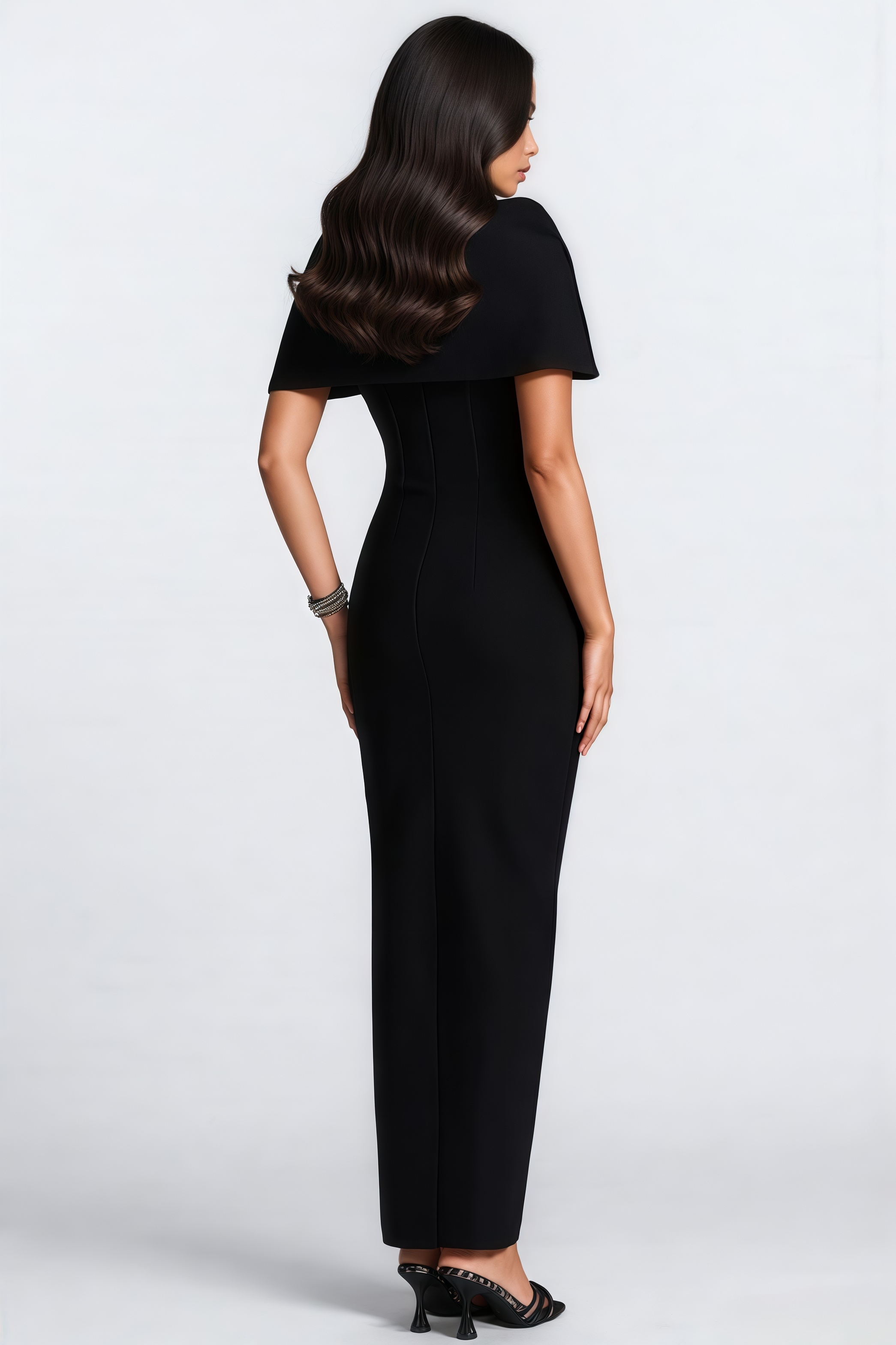 Ramuel Black Rhinestone Bandage Maxi Dress
