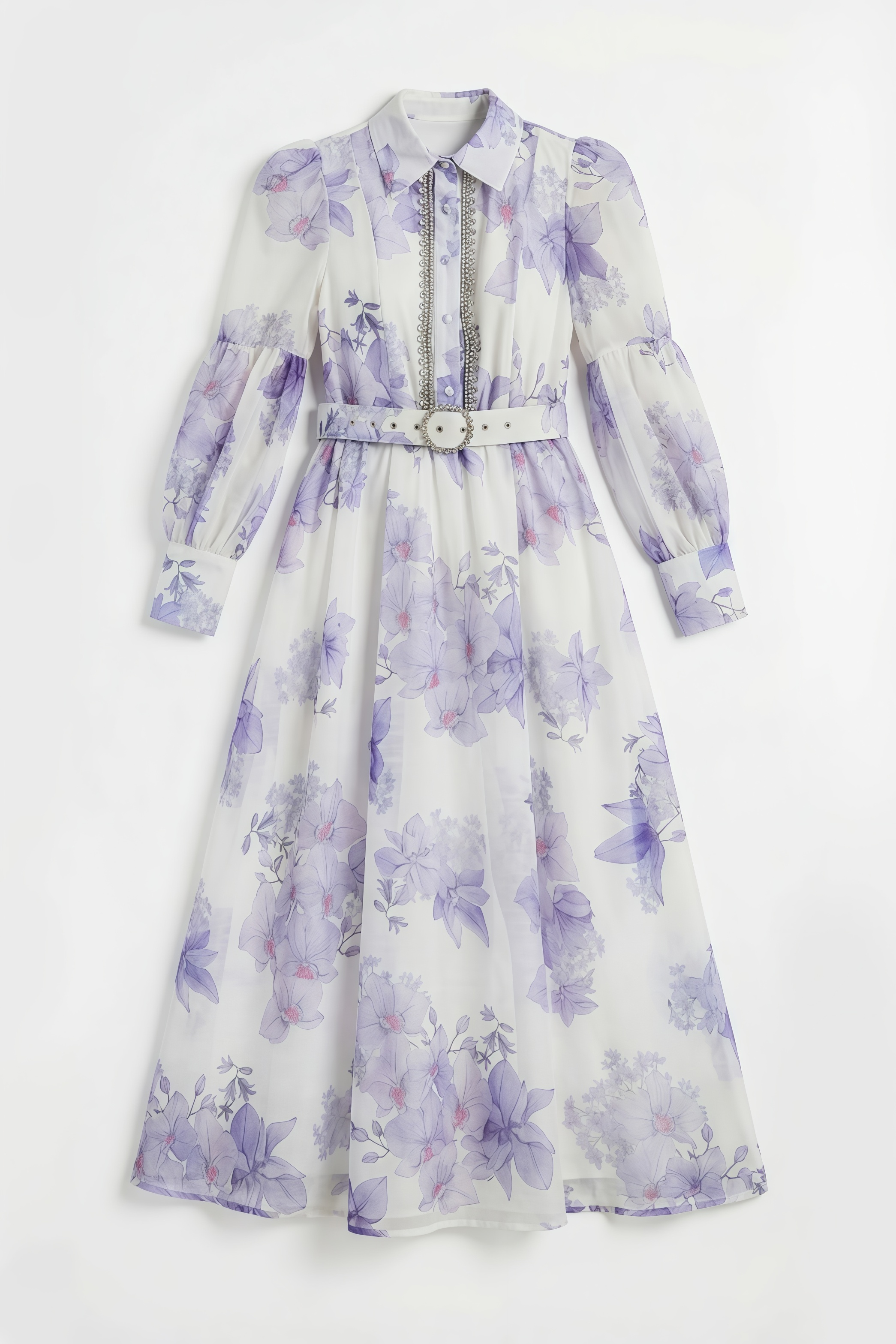 Thtra Purple Floral Print Maxi Dress