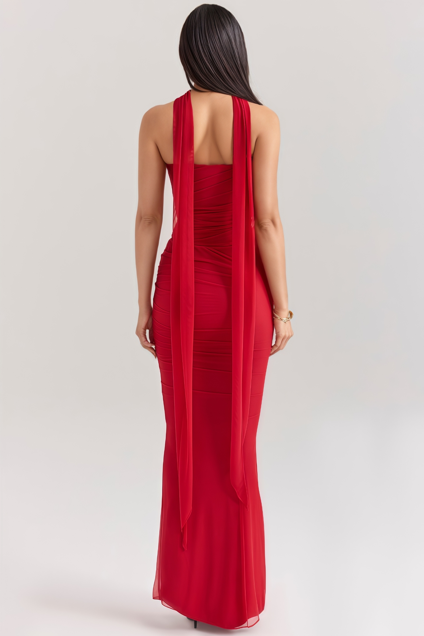 Kaelnt Red Halter Maxi Dress Set