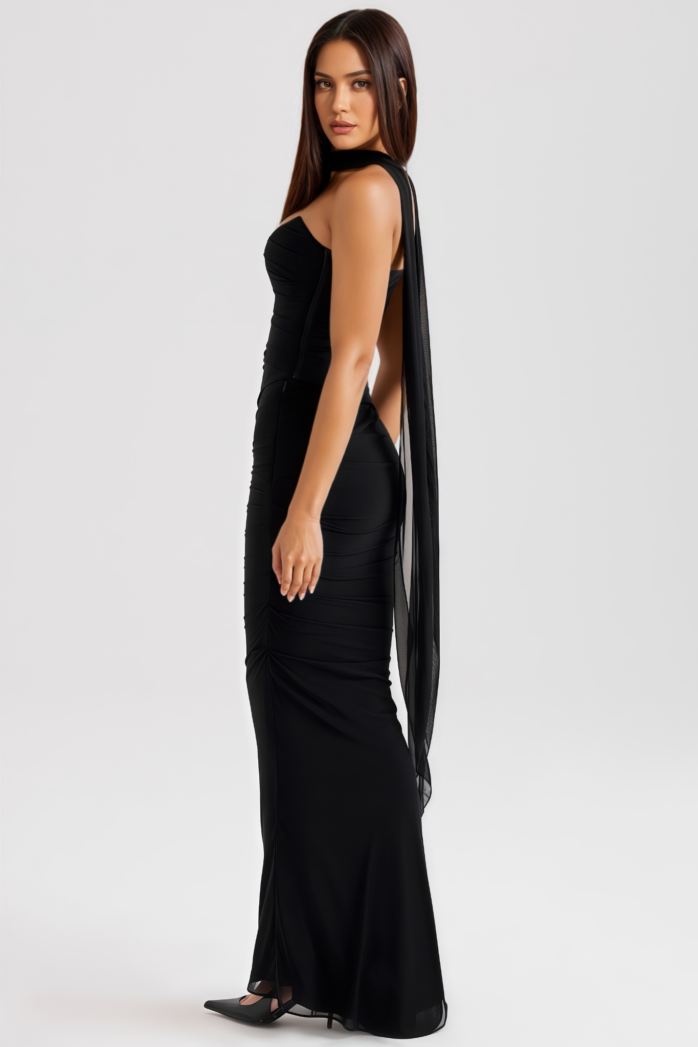 Jorney Black Halter Maxi Dress Set