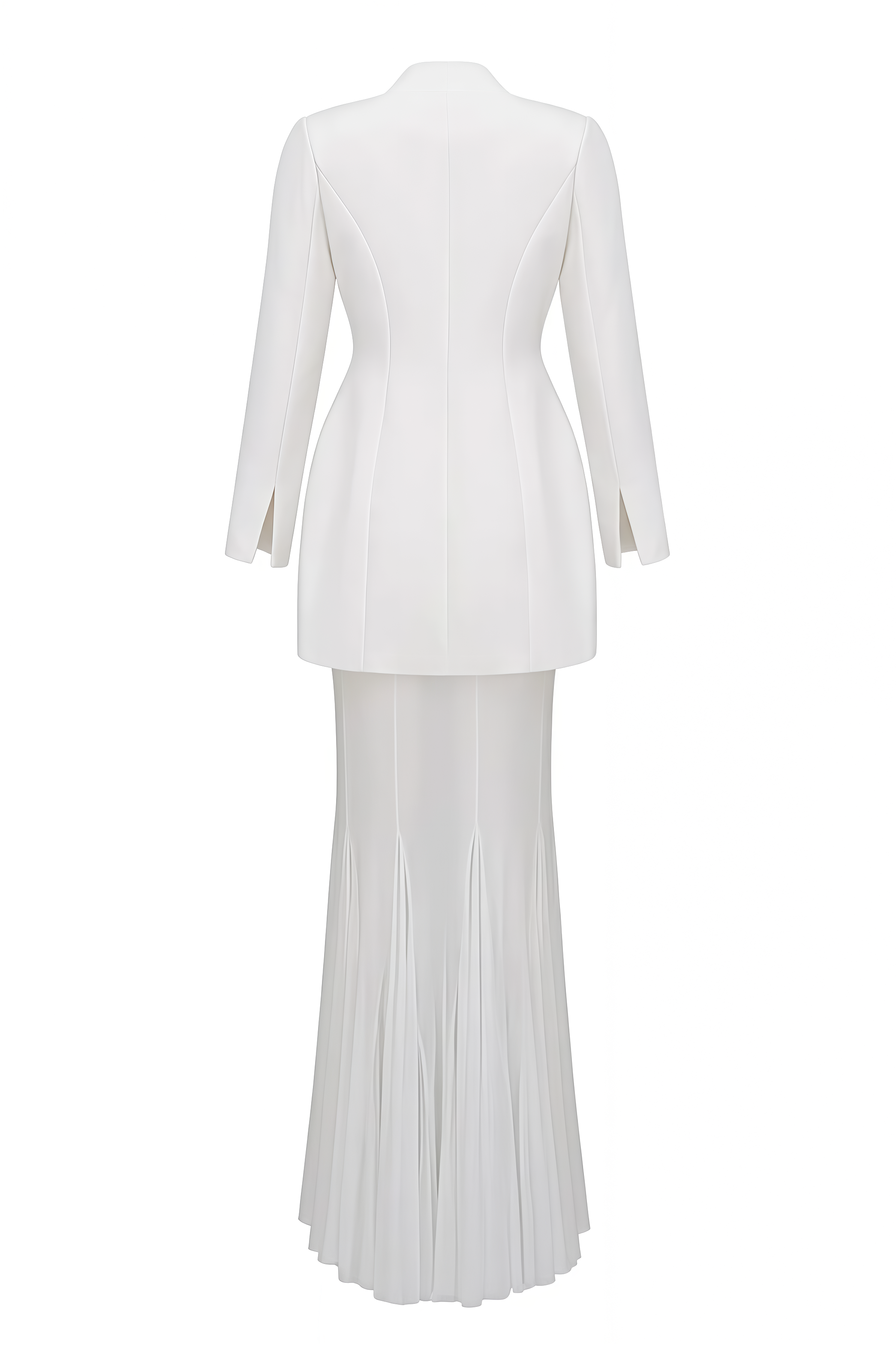 Cagron White Blazer Mesh Maxi Dress Set