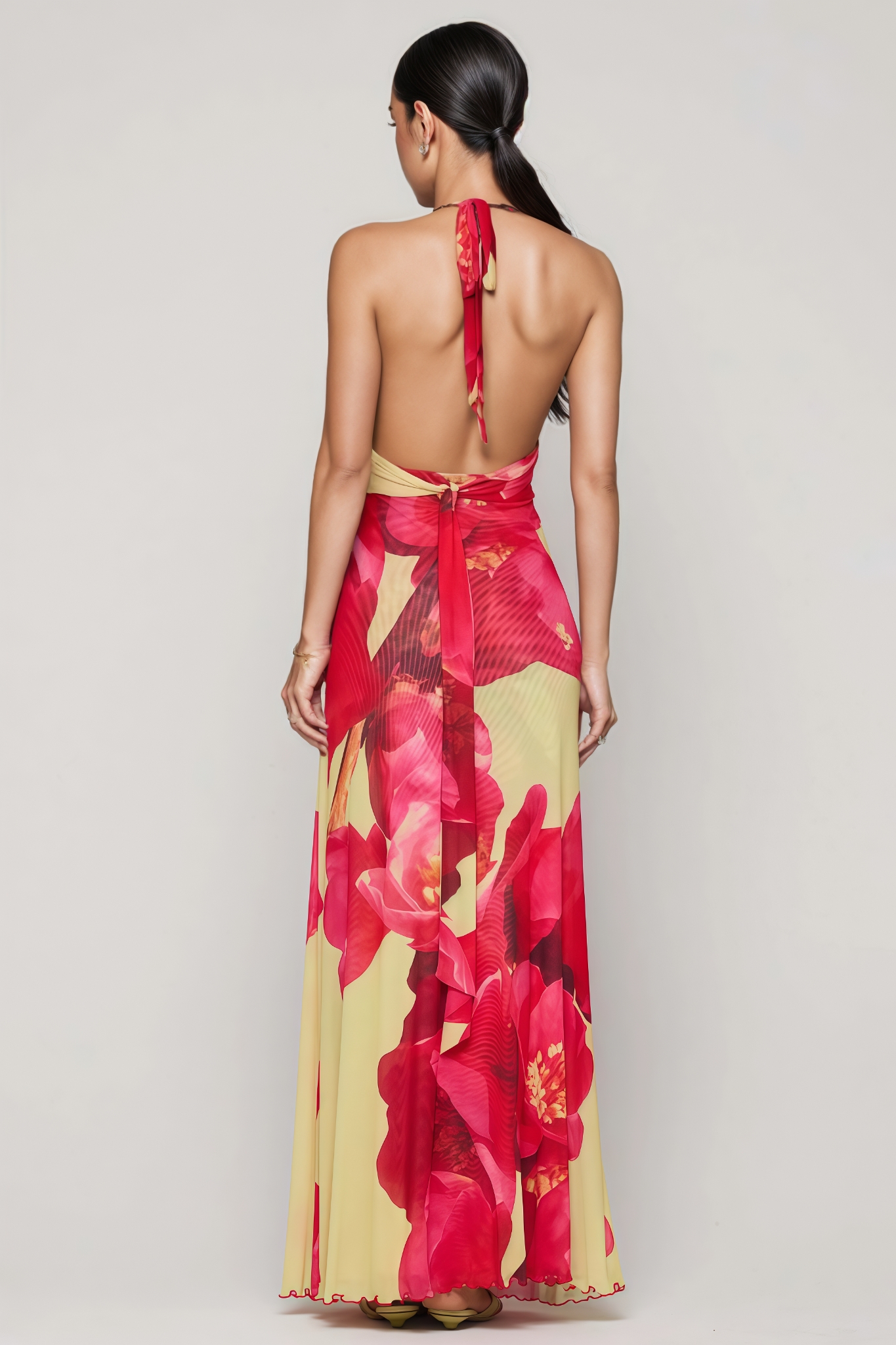 Olivia Floral Sleeveless Backless Maxi Dress