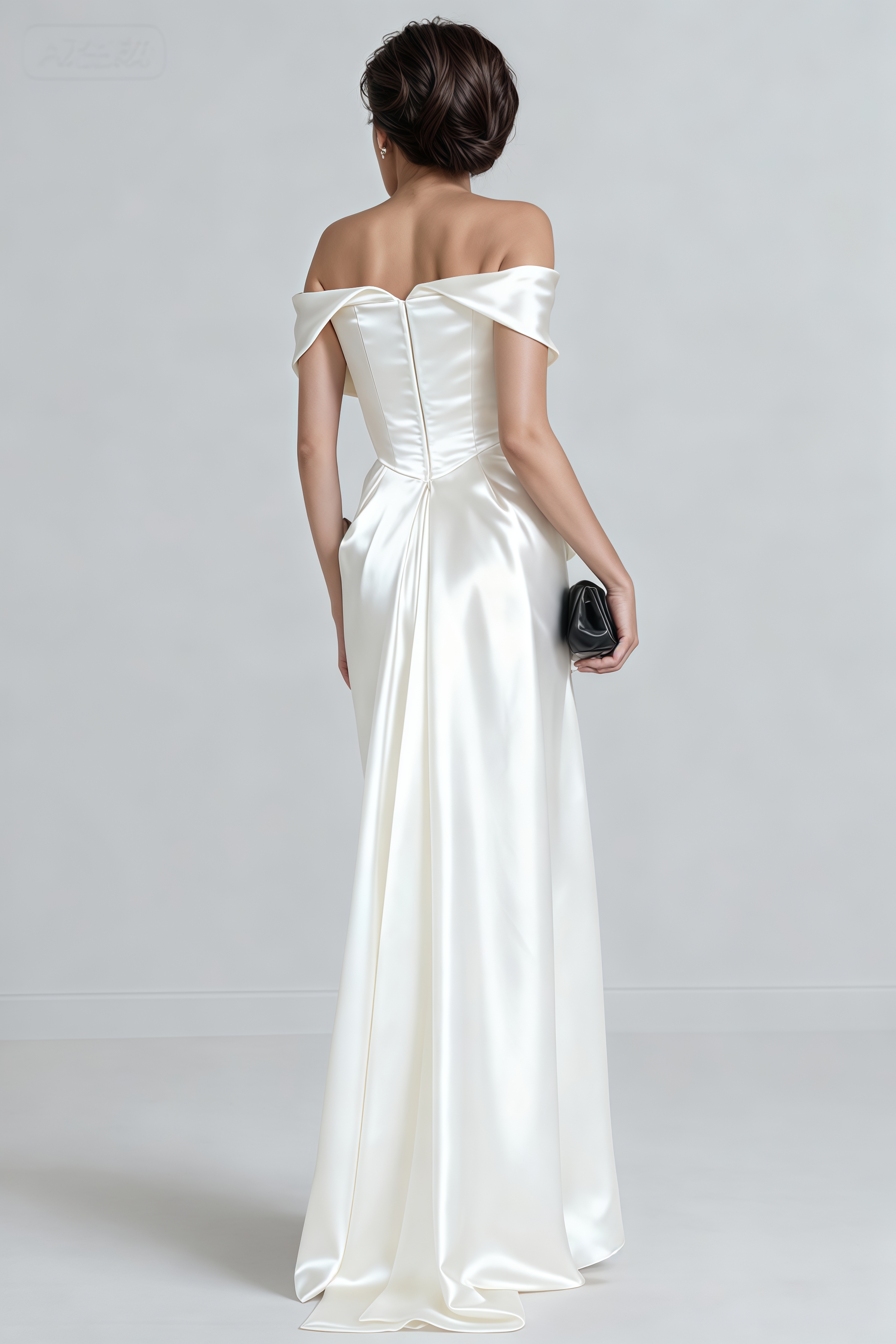 Yasmine White Off-Shoulder Solid Maxi Dress