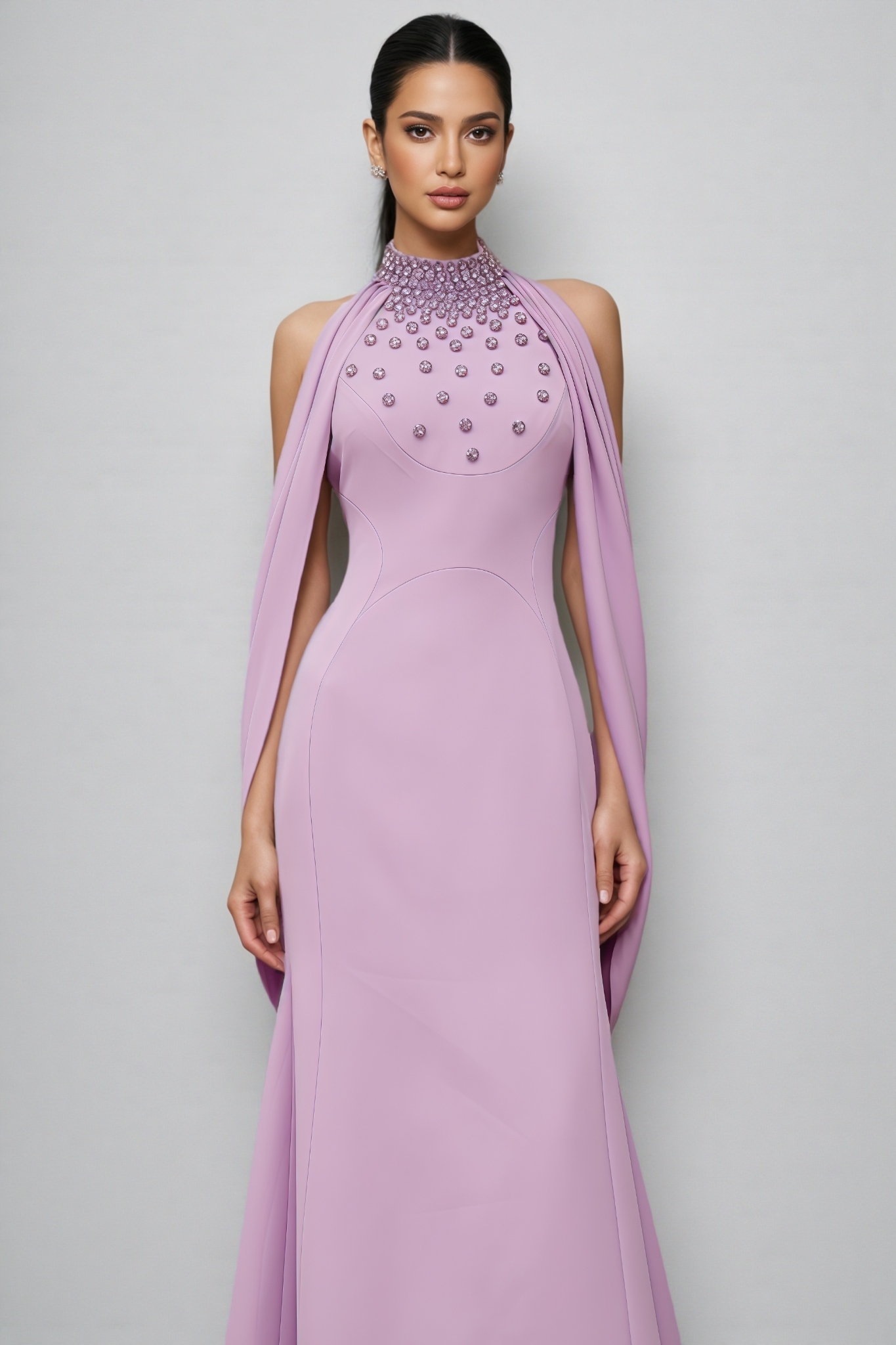 Tiana Purple Shawl Embellished Maxi Dress