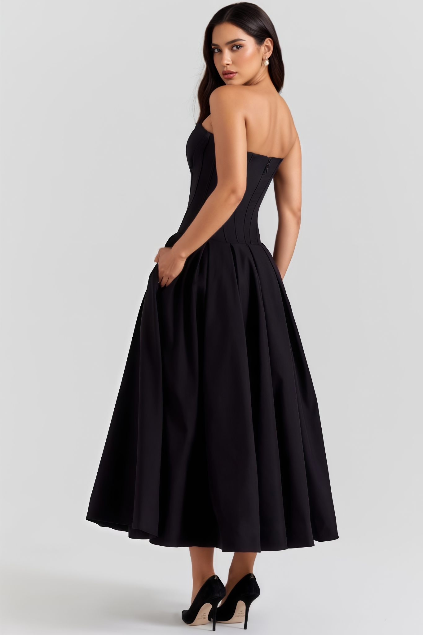 Neavn Black Strapless Maxi Dress
