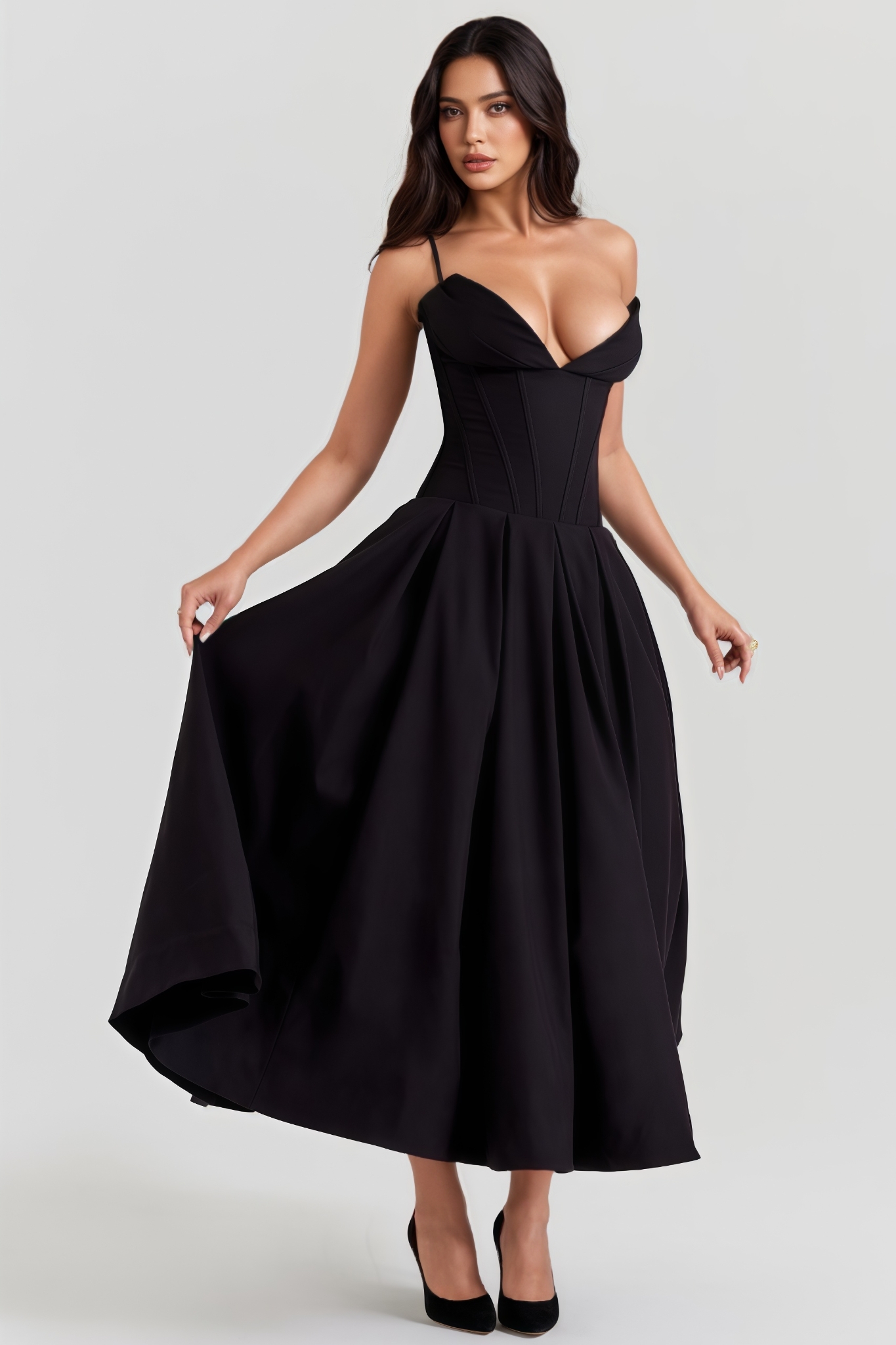 Neavn Black Strapless Maxi Dress