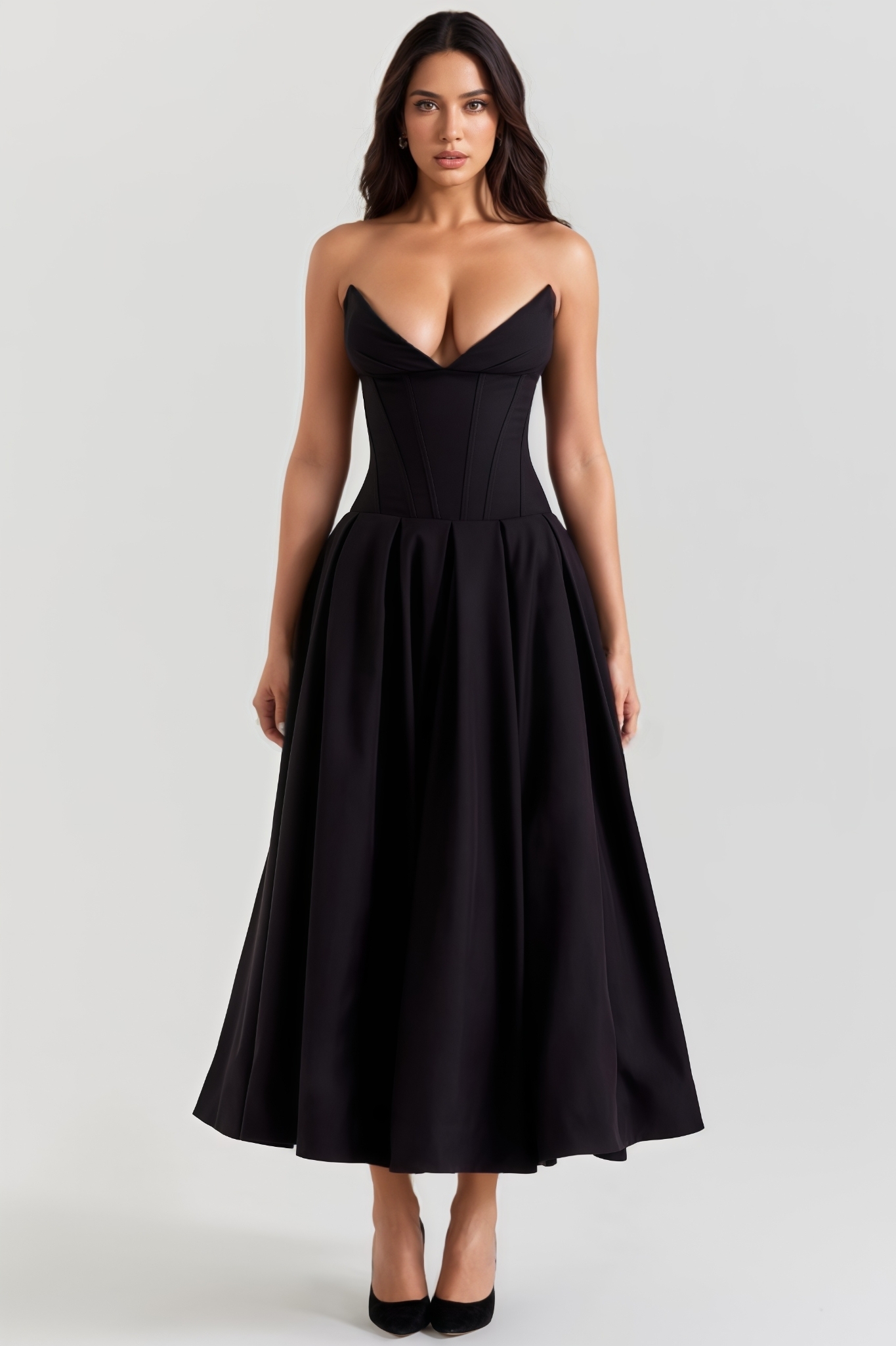 Neavn Black Strapless Maxi Dress