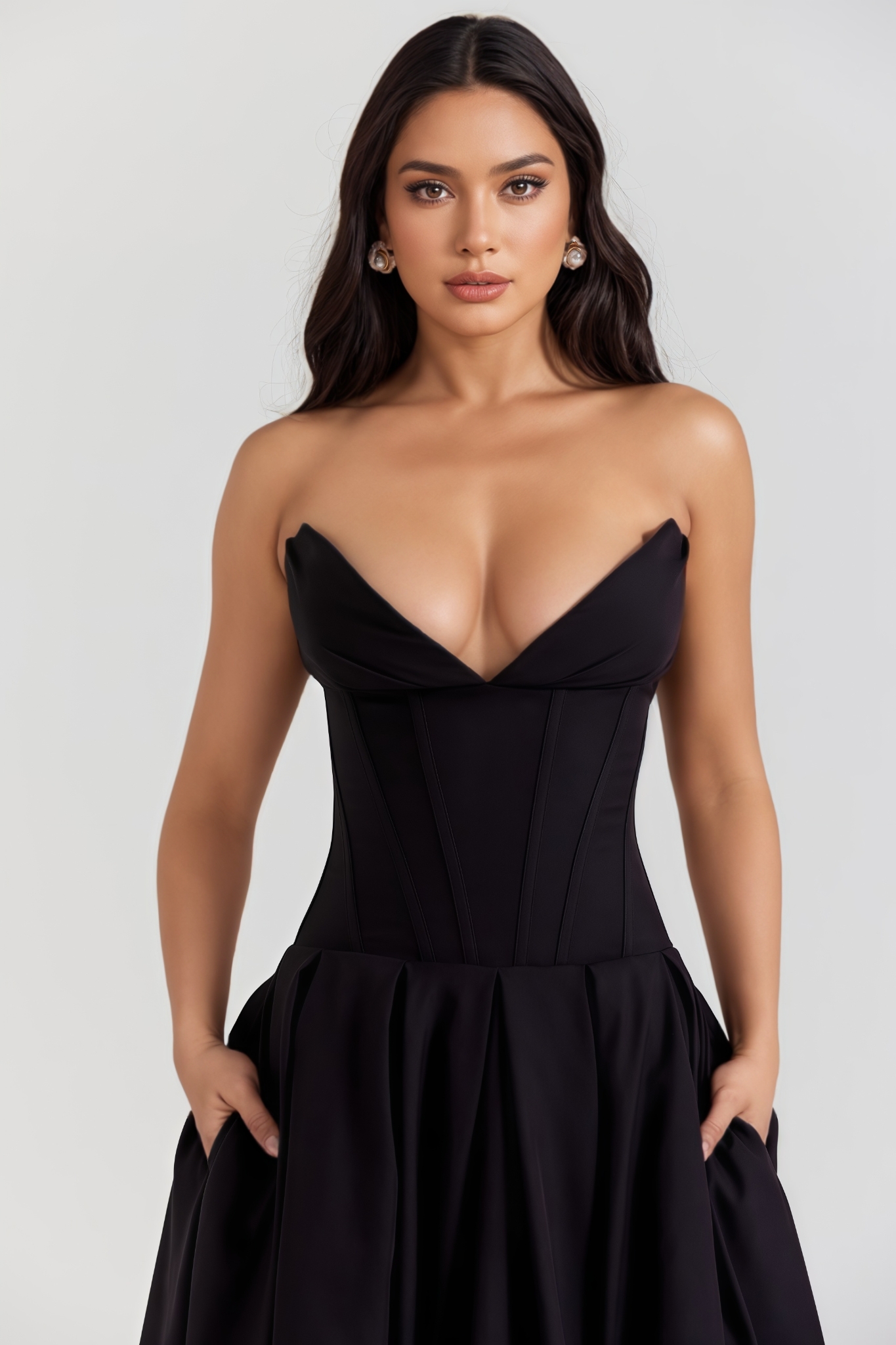 Neavn Black Strapless Maxi Dress