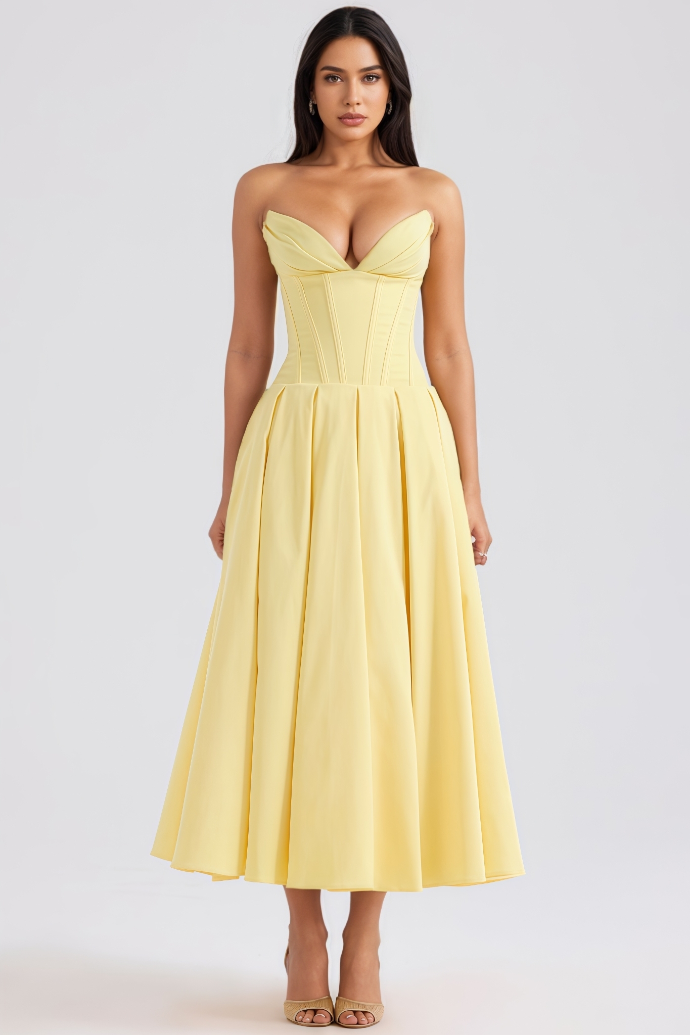 Mirten Yellow Strapless Maxi Dress
