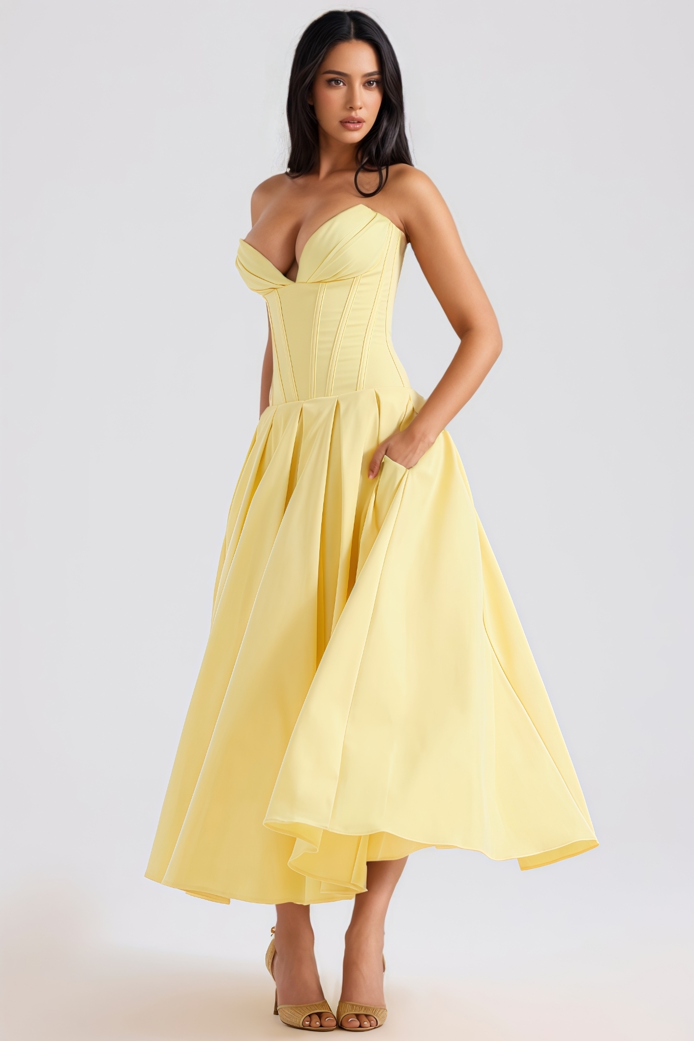 Mirten Yellow Strapless Maxi Dress