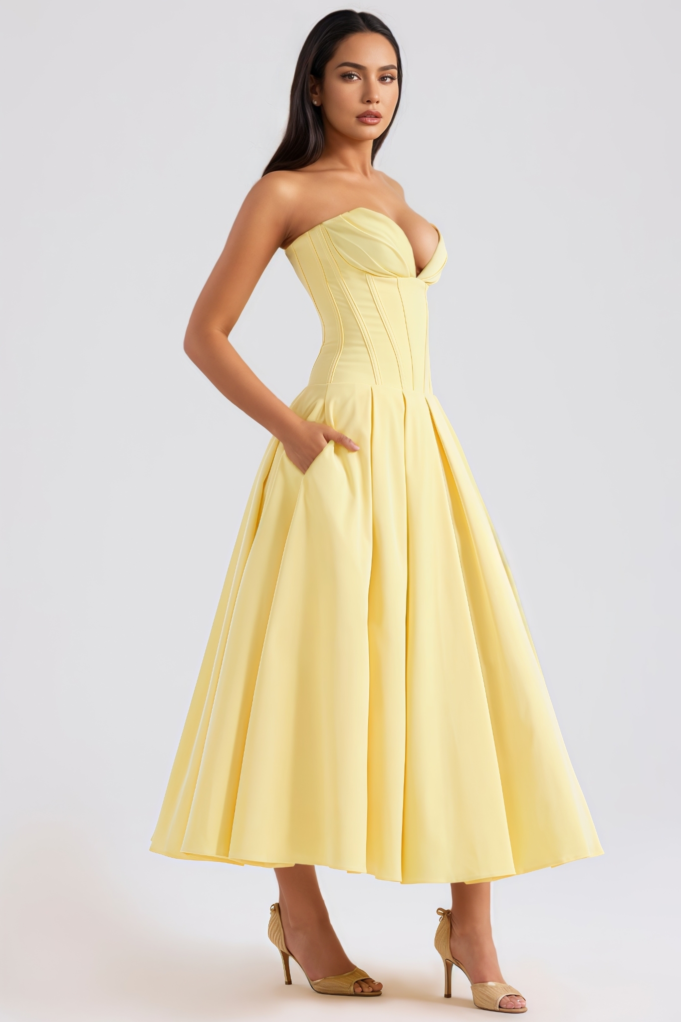 Mirten Yellow Strapless Maxi Dress