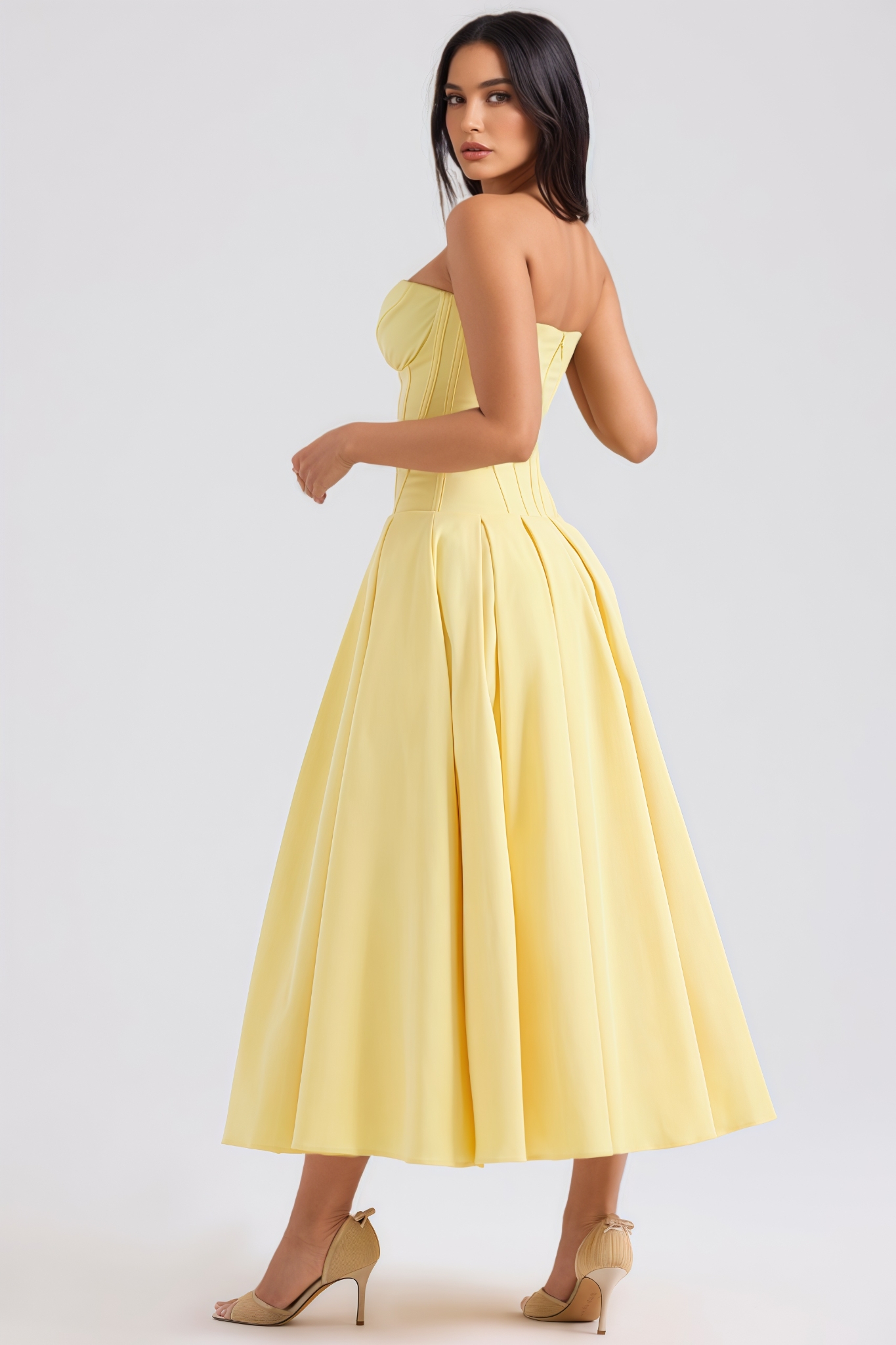 Mirten Yellow Strapless Maxi Dress