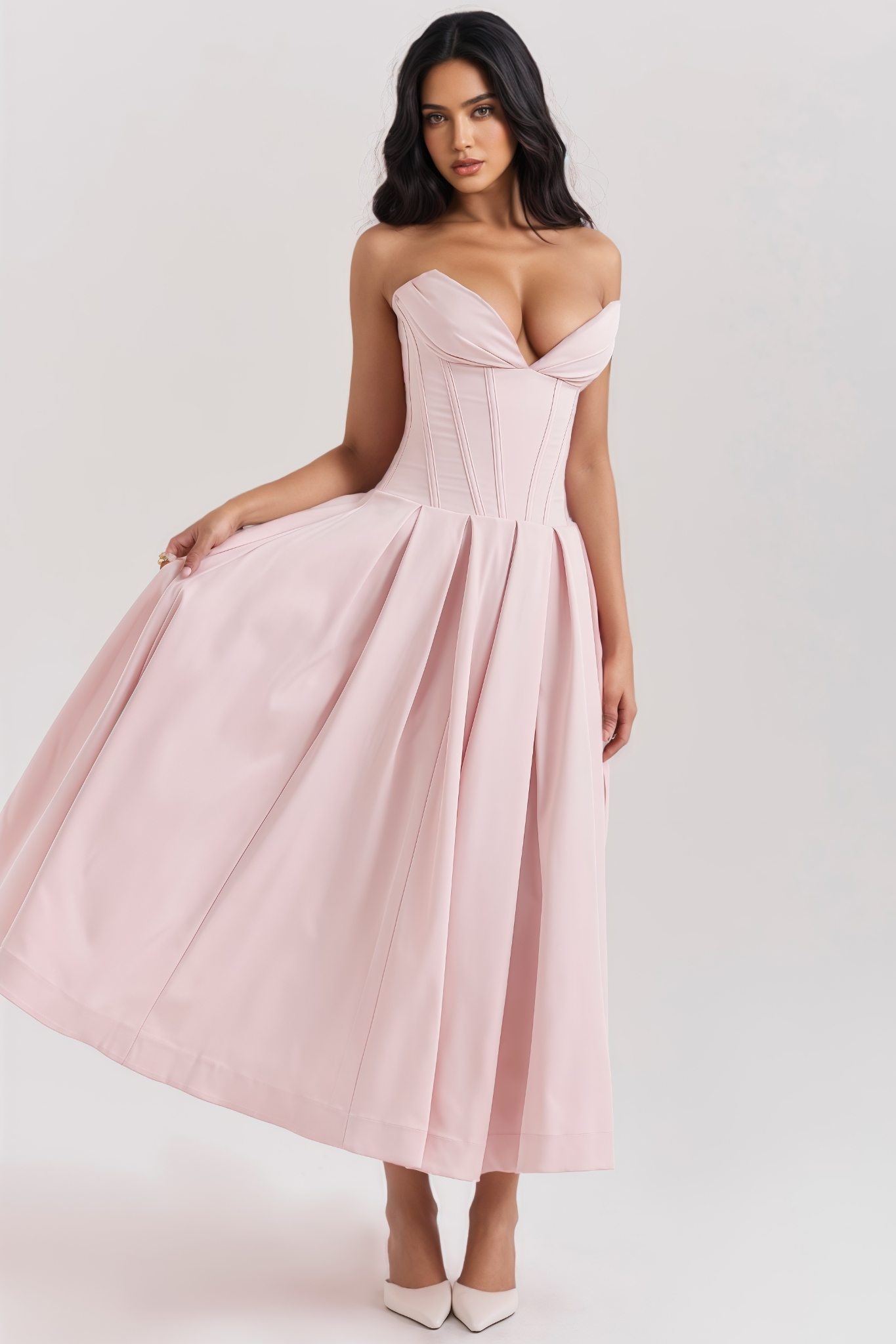 Lurno Pink Strapless Maxi Dress