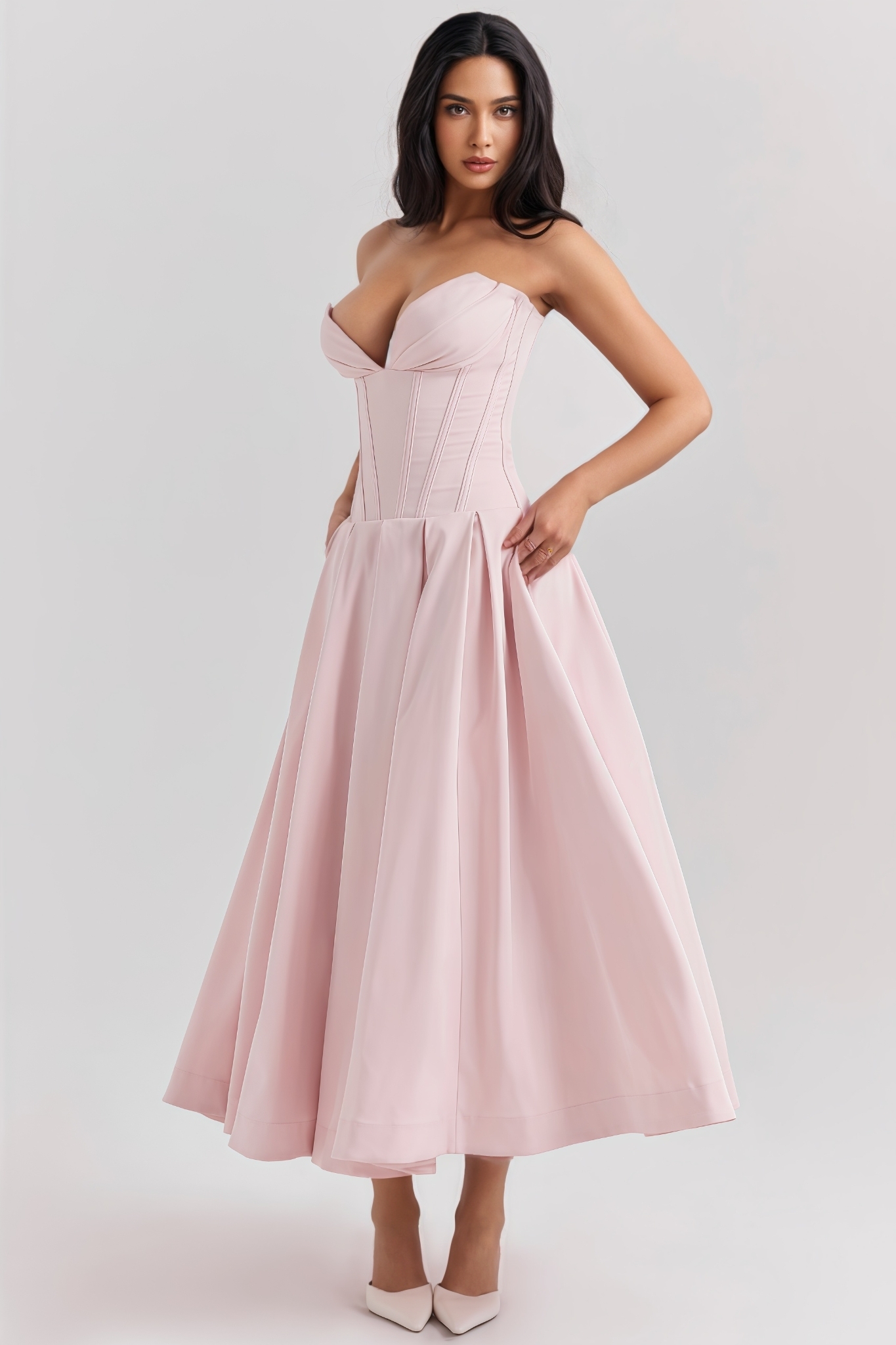 Lurno Pink Strapless Maxi Dress