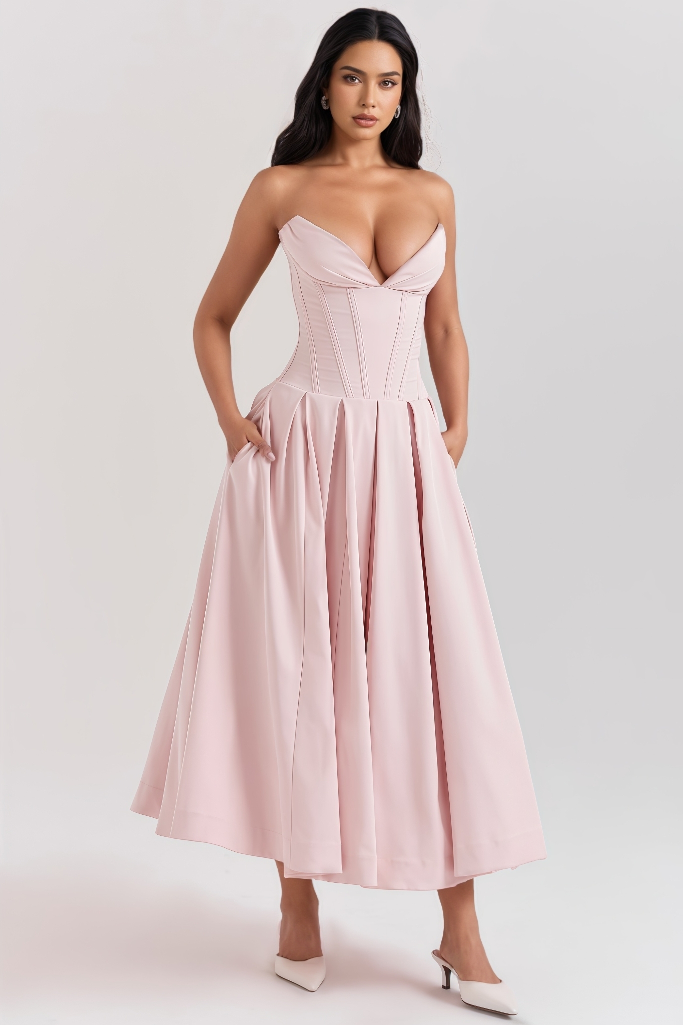 Lurno Pink Strapless Maxi Dress