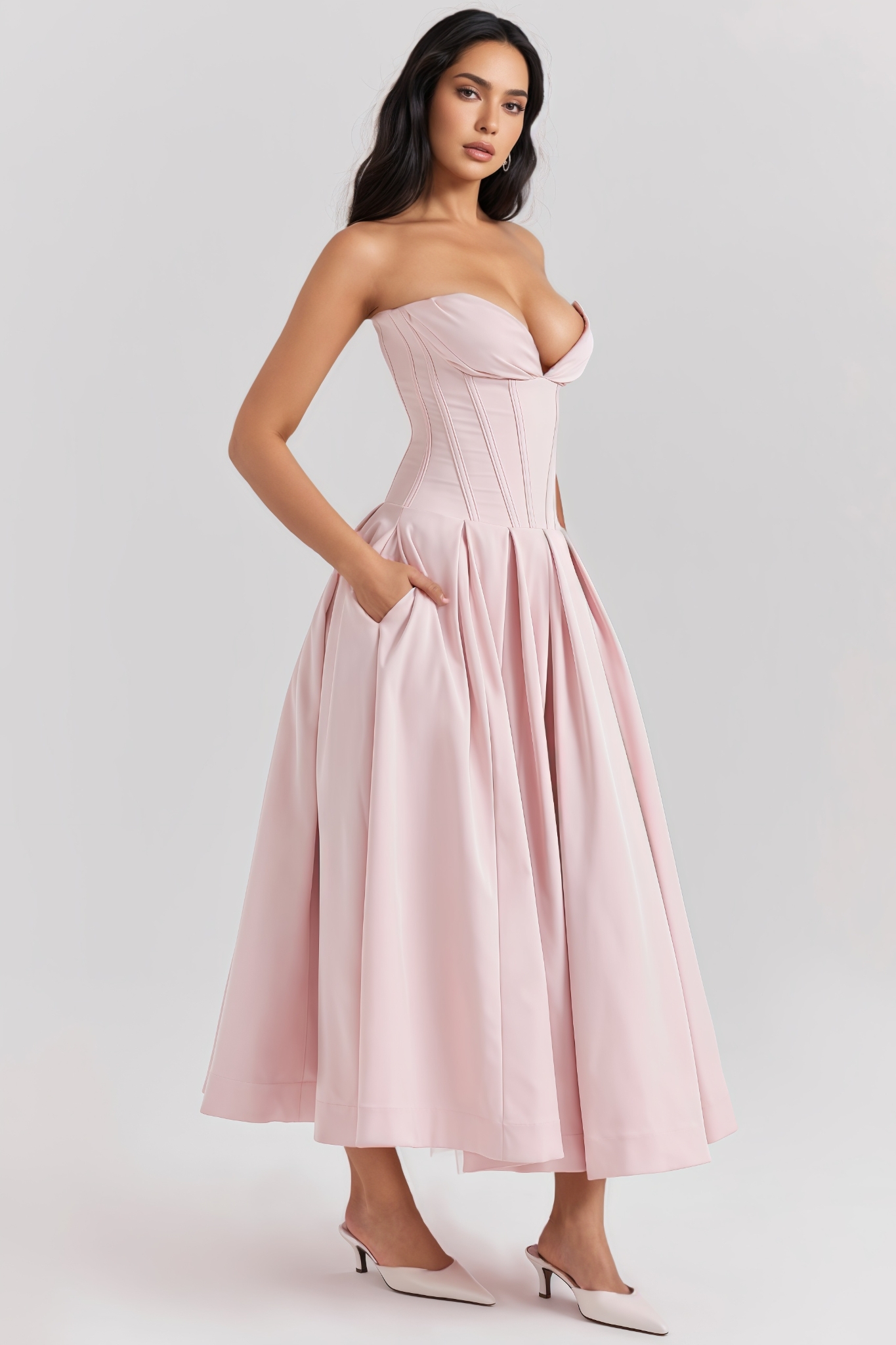 Lurno Pink Strapless Maxi Dress