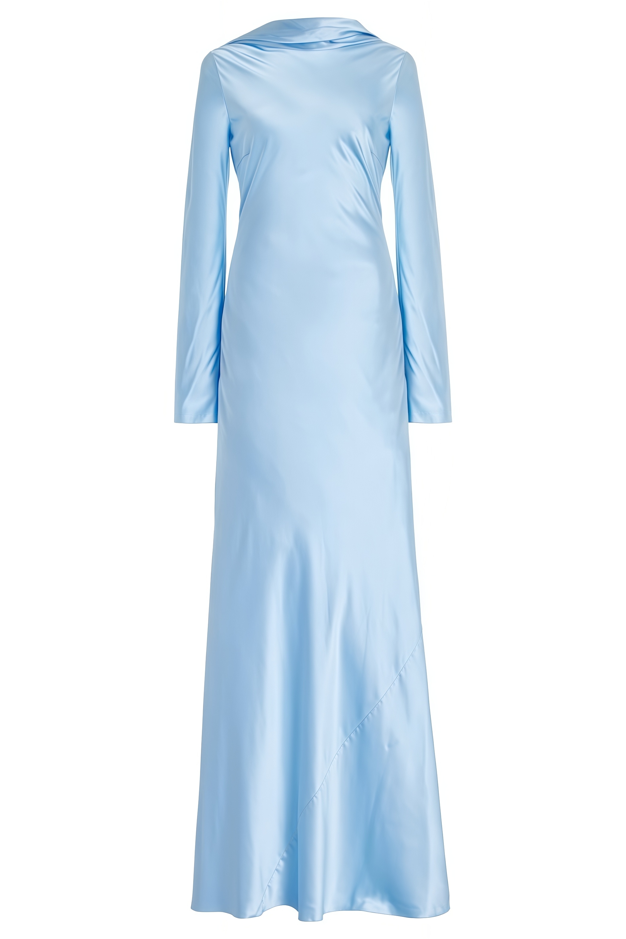 Eryxy Blue Long Sleeve Fishtail Maxi Dress