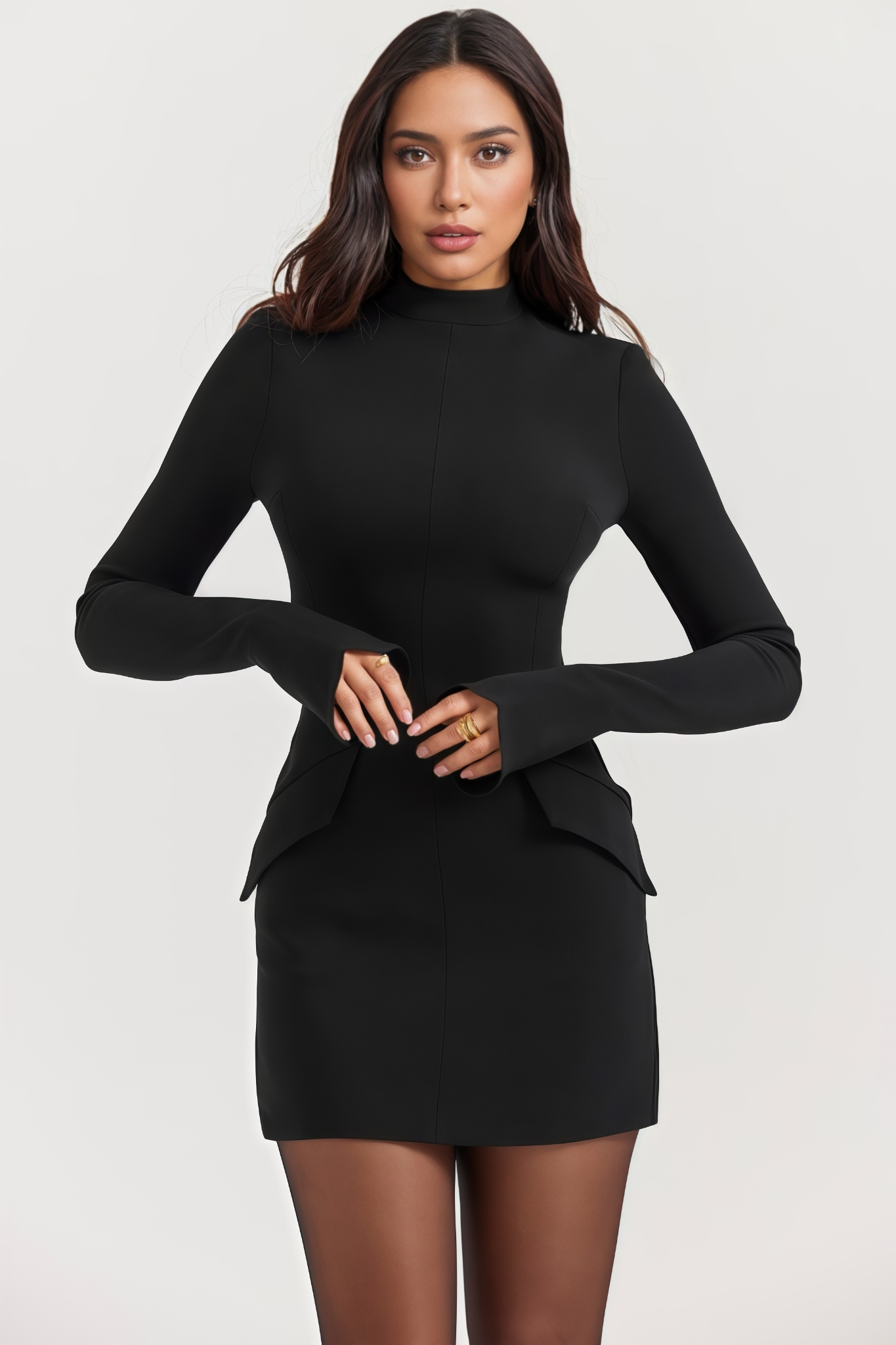 Gaithy Black Long Sleeve Mini Dress
