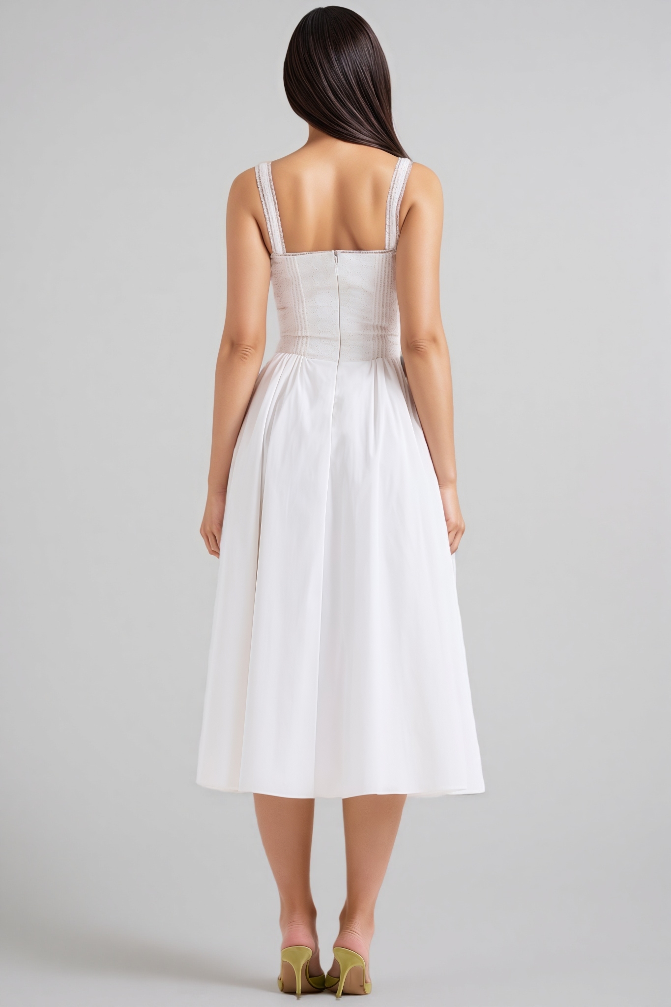 Imara White Halter Lace Midi Dress