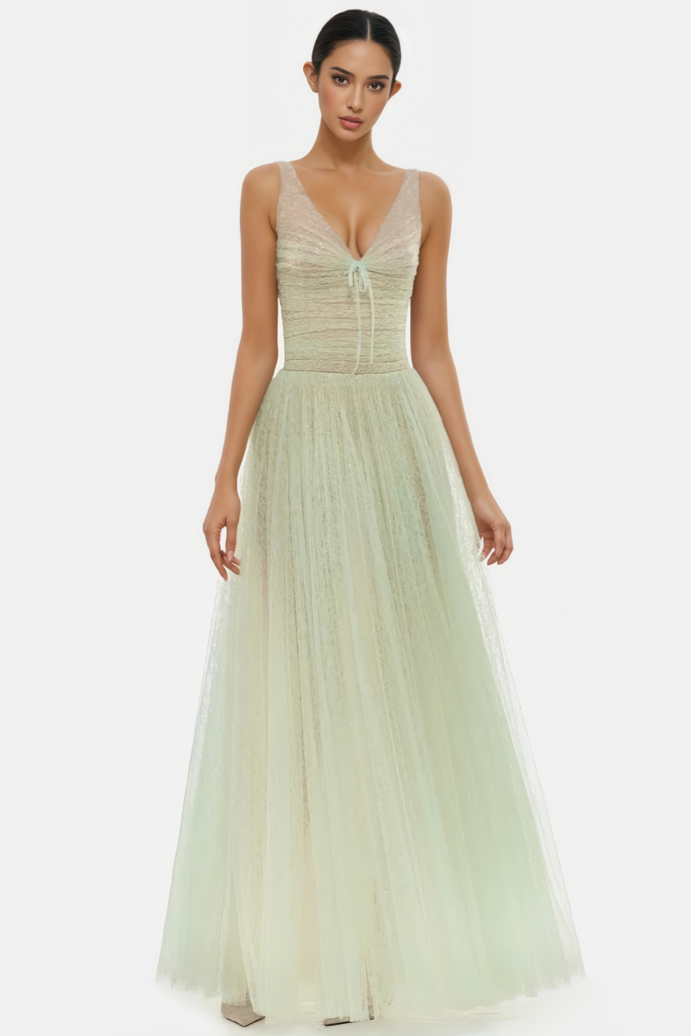 Orlando Green Halter Mesh Maxi Dress