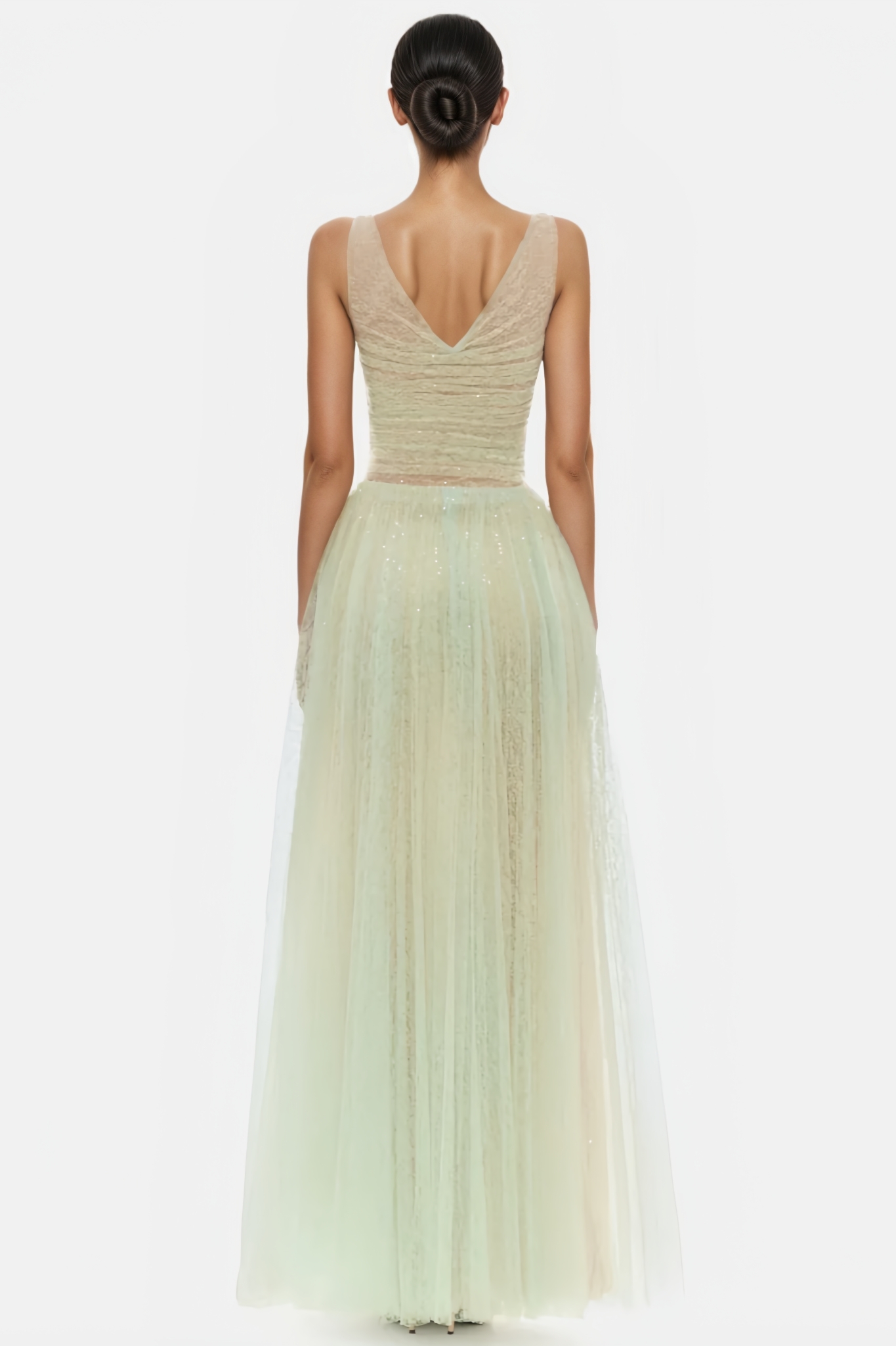 Orlando Green Halter Mesh Maxi Dress