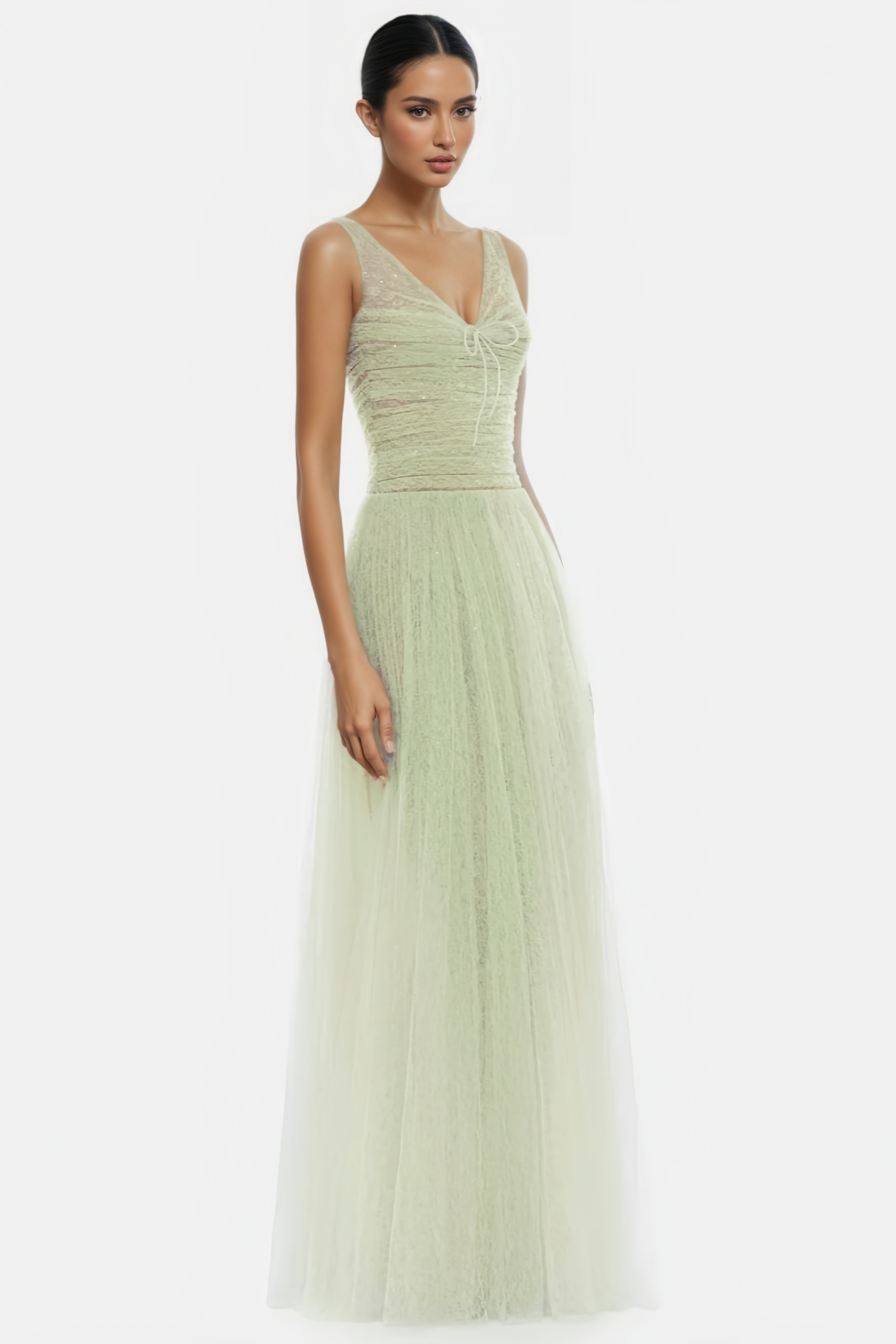 Orlando Green Halter Mesh Maxi Dress