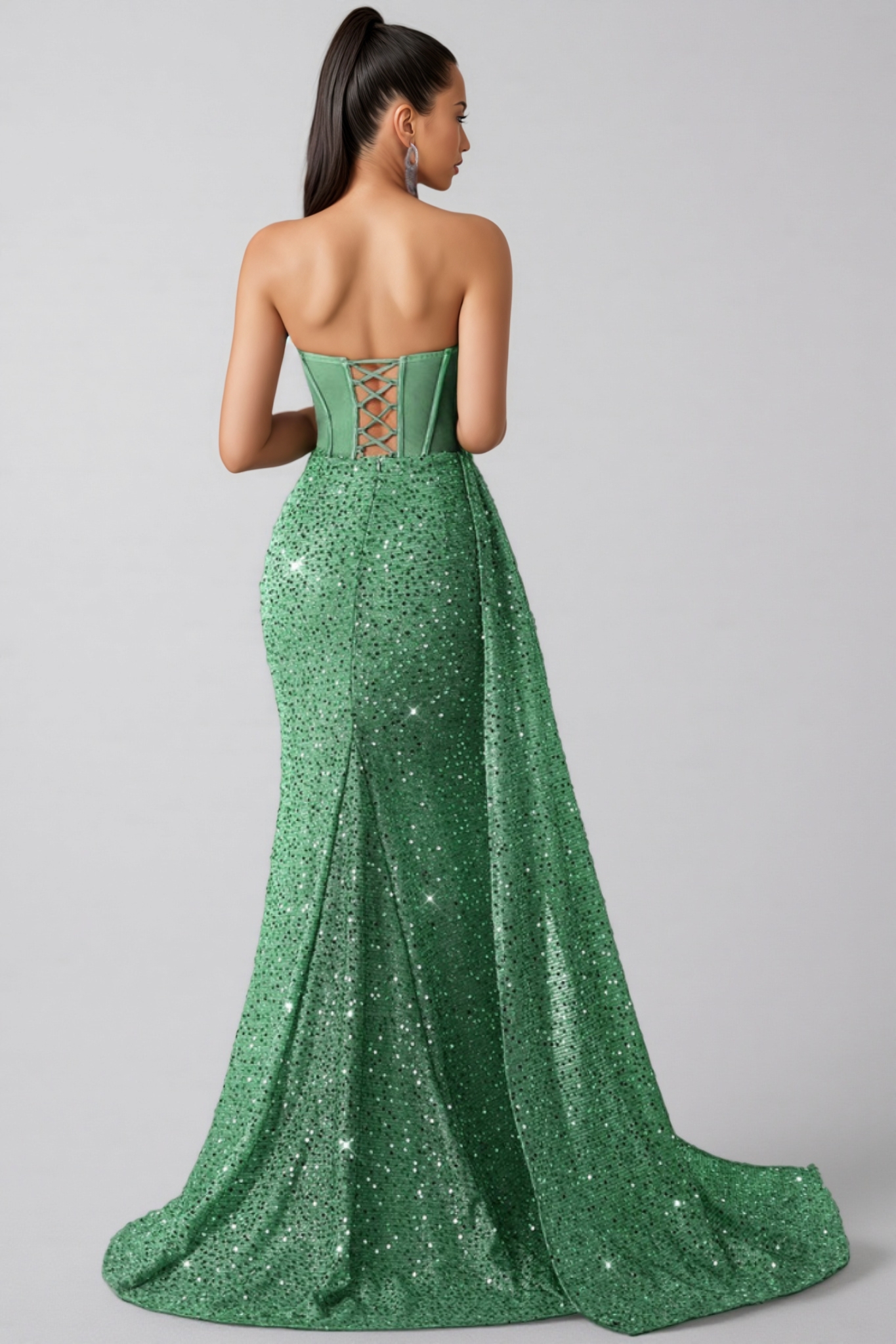 Matthew Green Sequin High Slit Maxi Dress