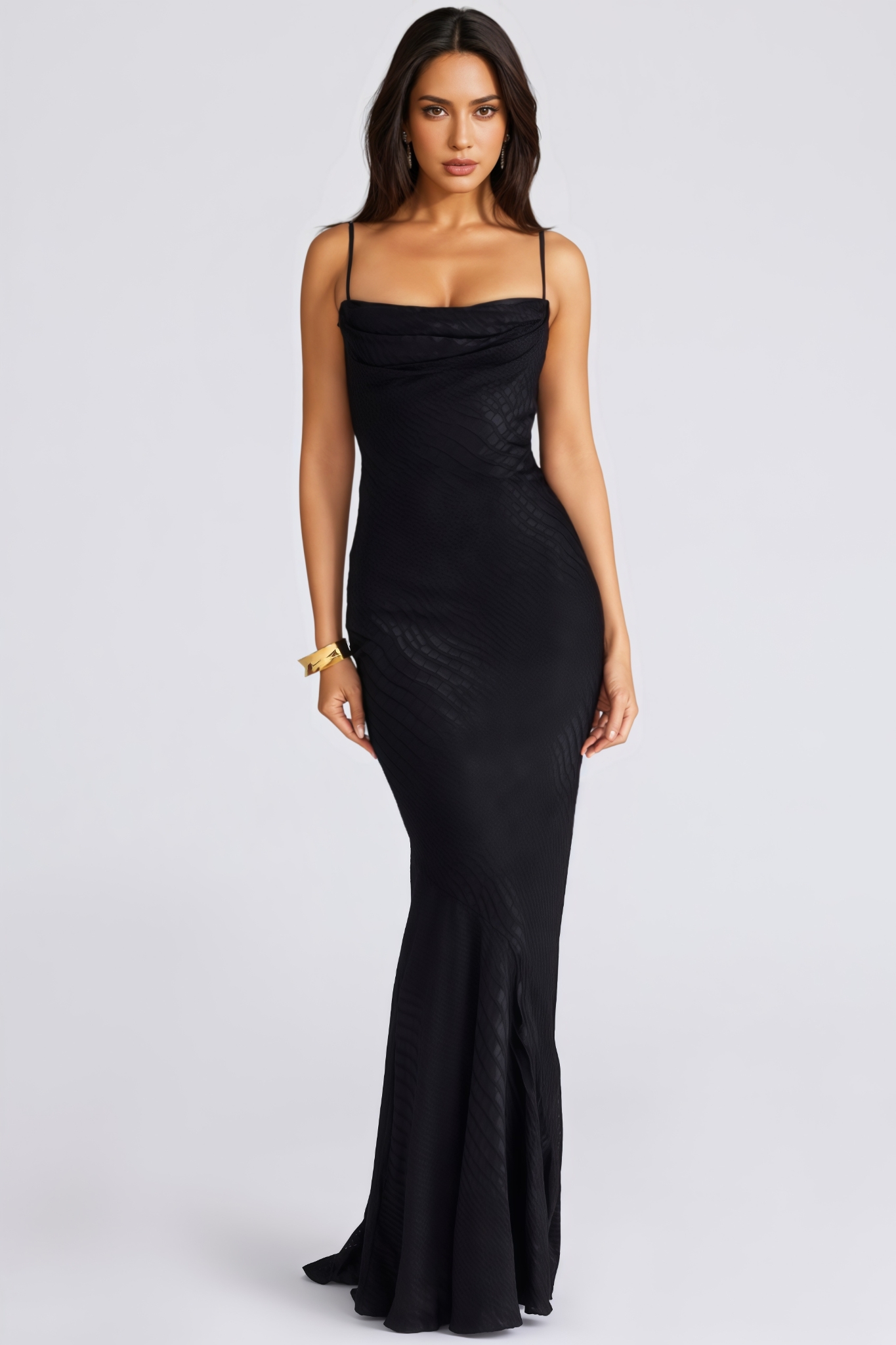 Genesis Black Fishtail Strapless Maxi Dress