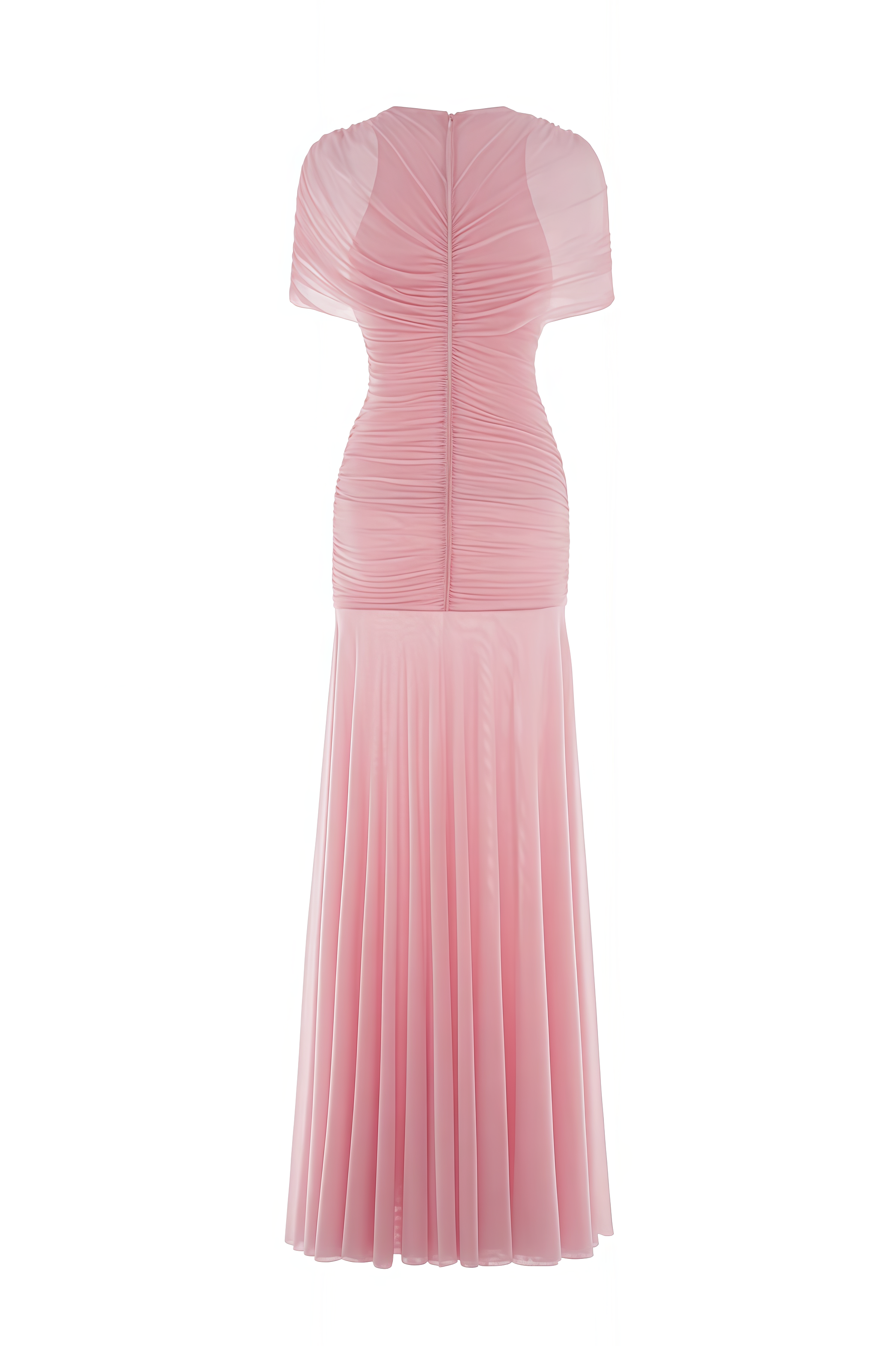 Tyrnse Pink One Shoulder Ruched Maxi Dress