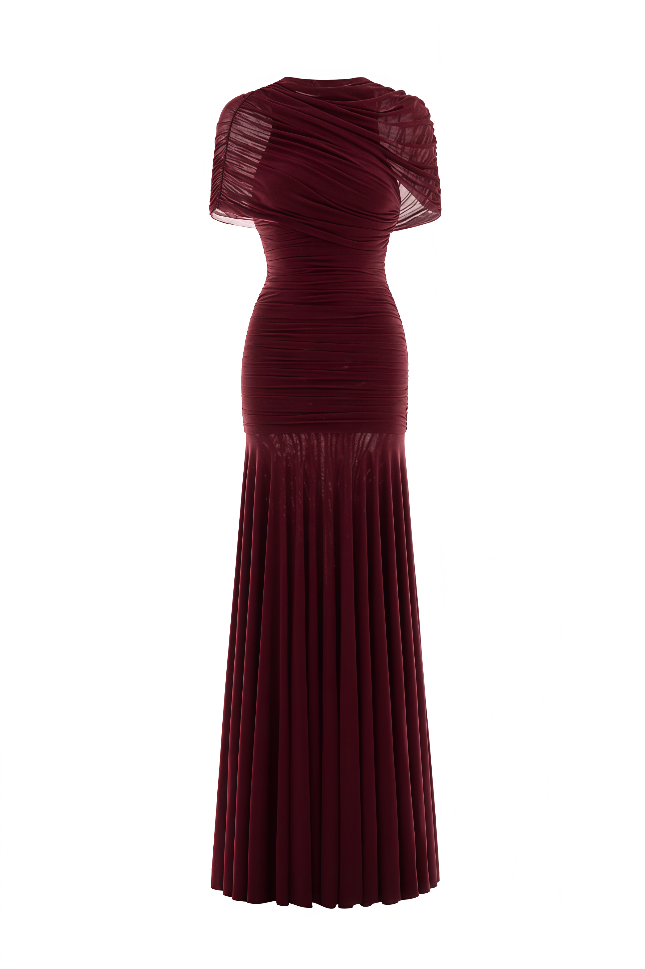 Vrden Red One Shoulder Ruched Maxi Dress