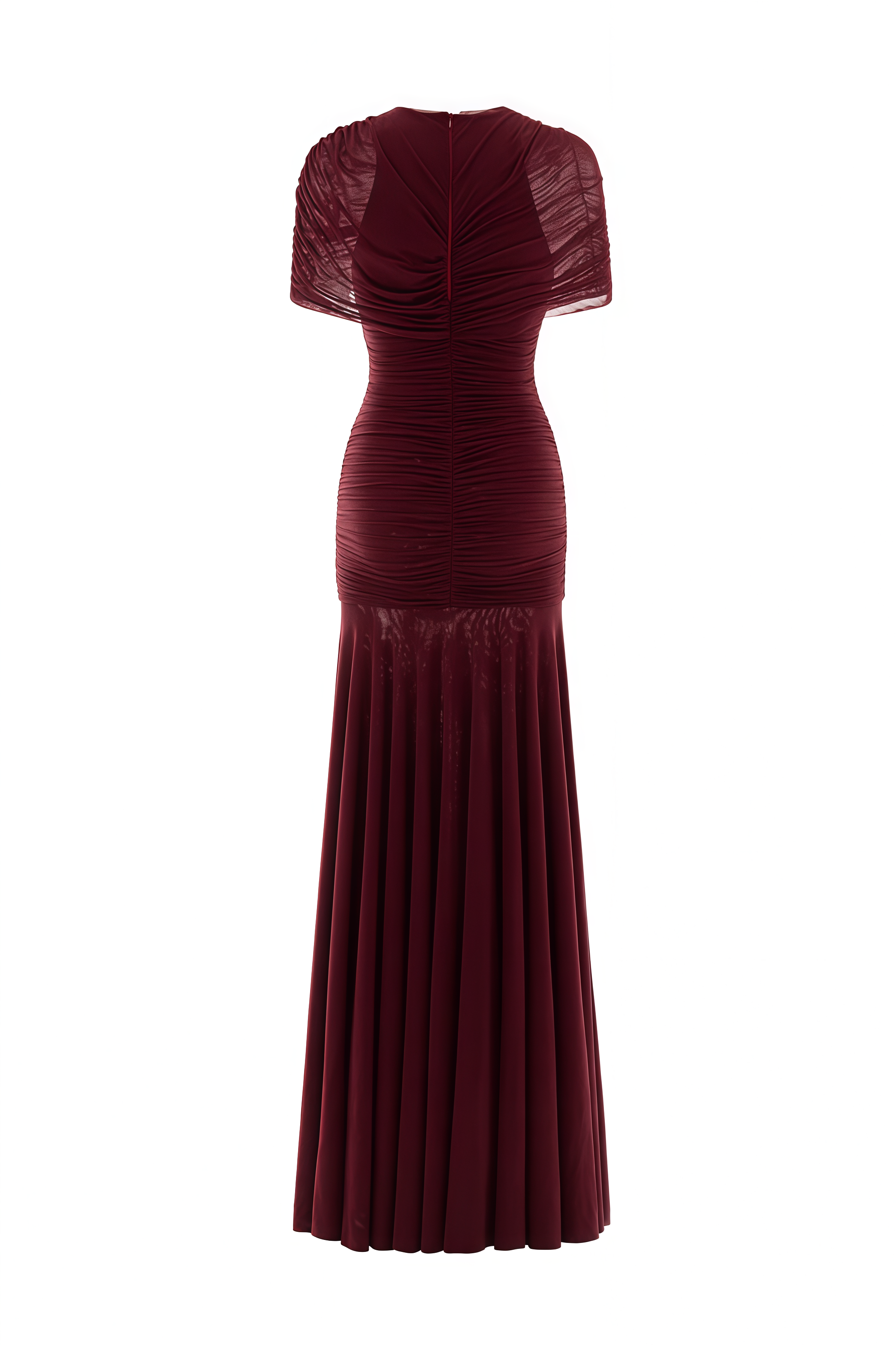 Vrden Red One Shoulder Ruched Maxi Dress