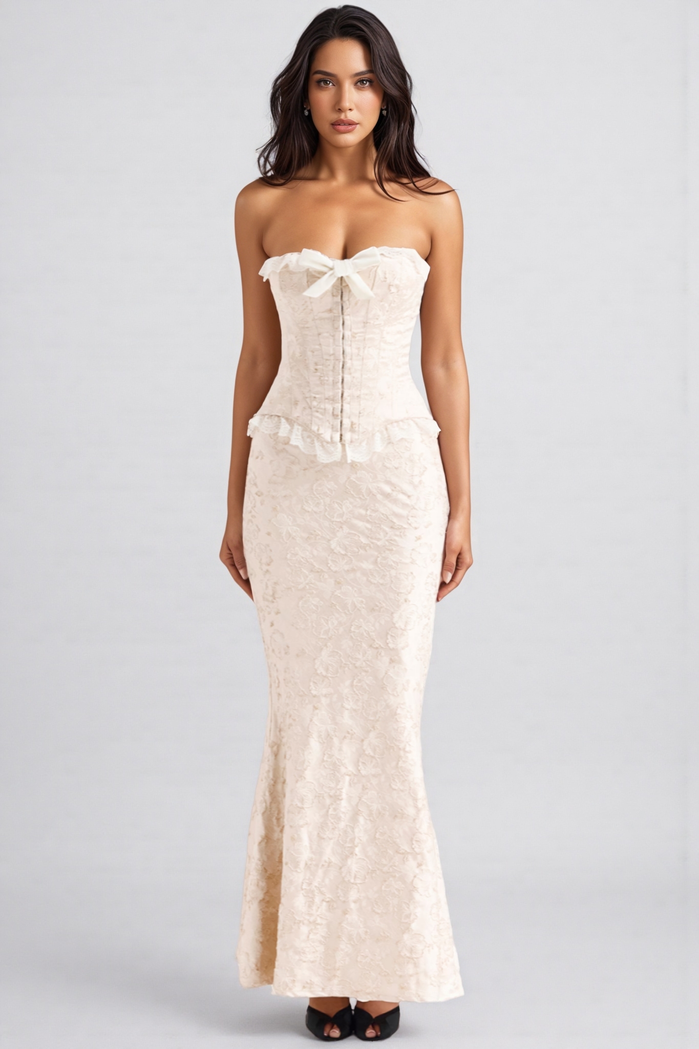 Lis Bow Jacquard Maxi Dress Set