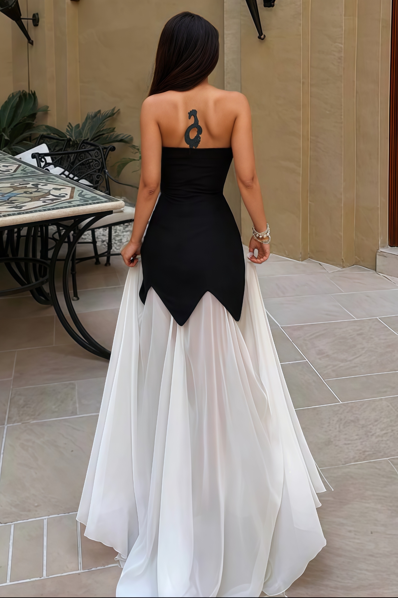 Namie Strapless Top Mesh Maxi Dress Set