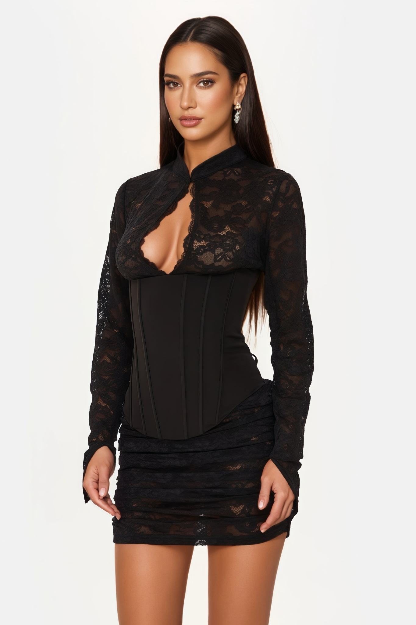Preyct Black Lace Mini Dress