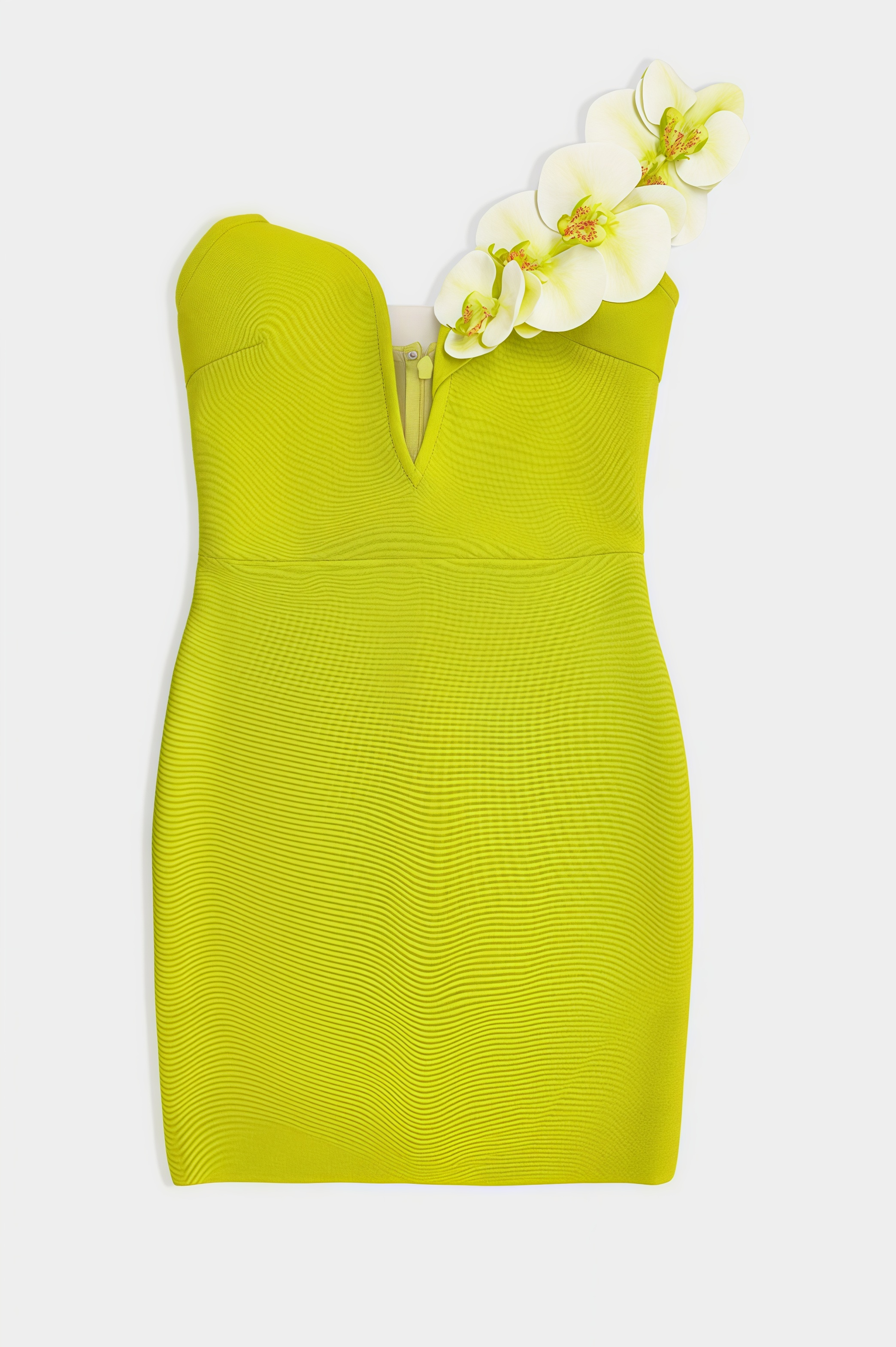 Leifea Green Shoulder 3D Floral Mini Dress