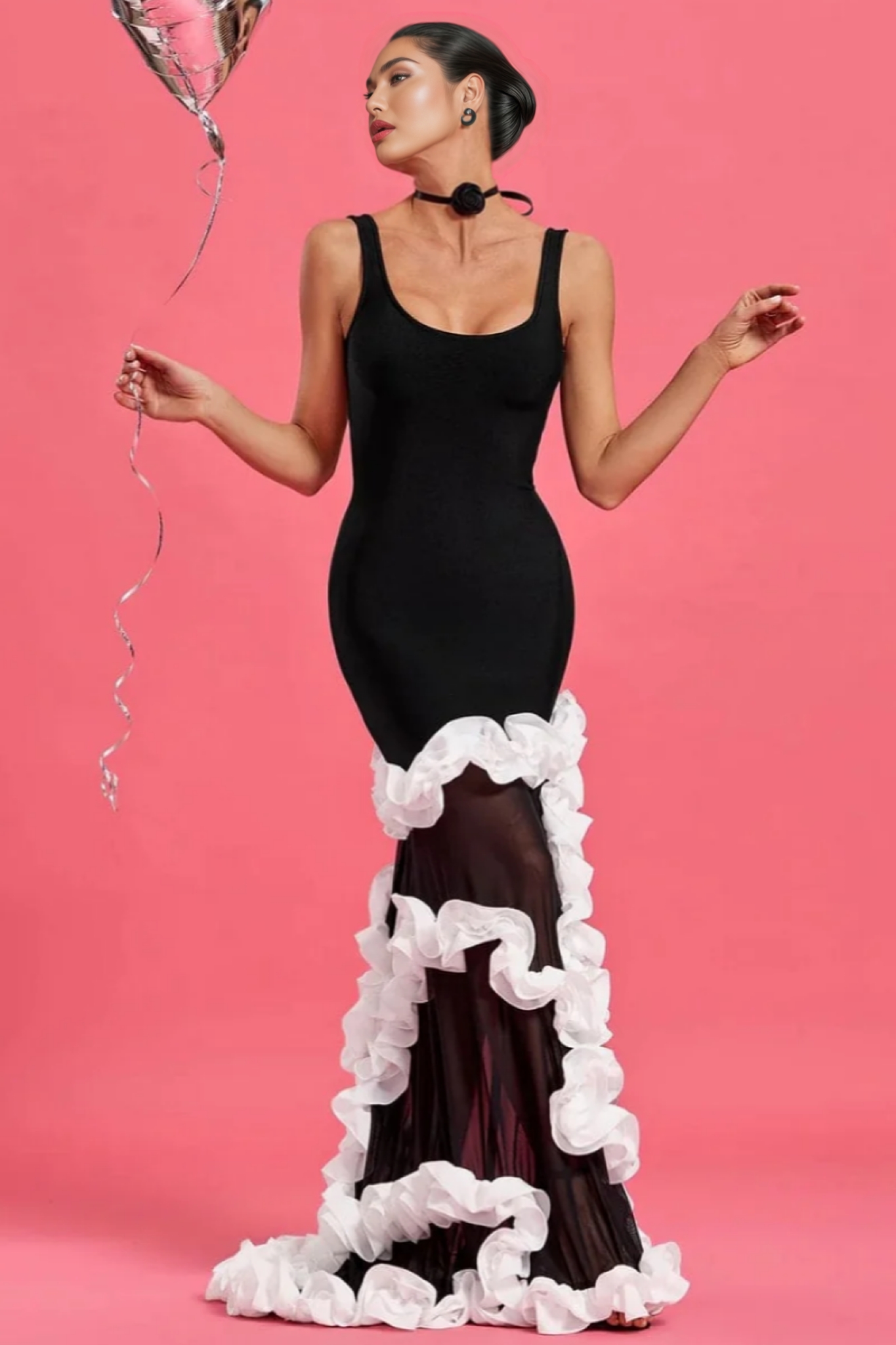 Liora Halter Ruffle Maxi Dress