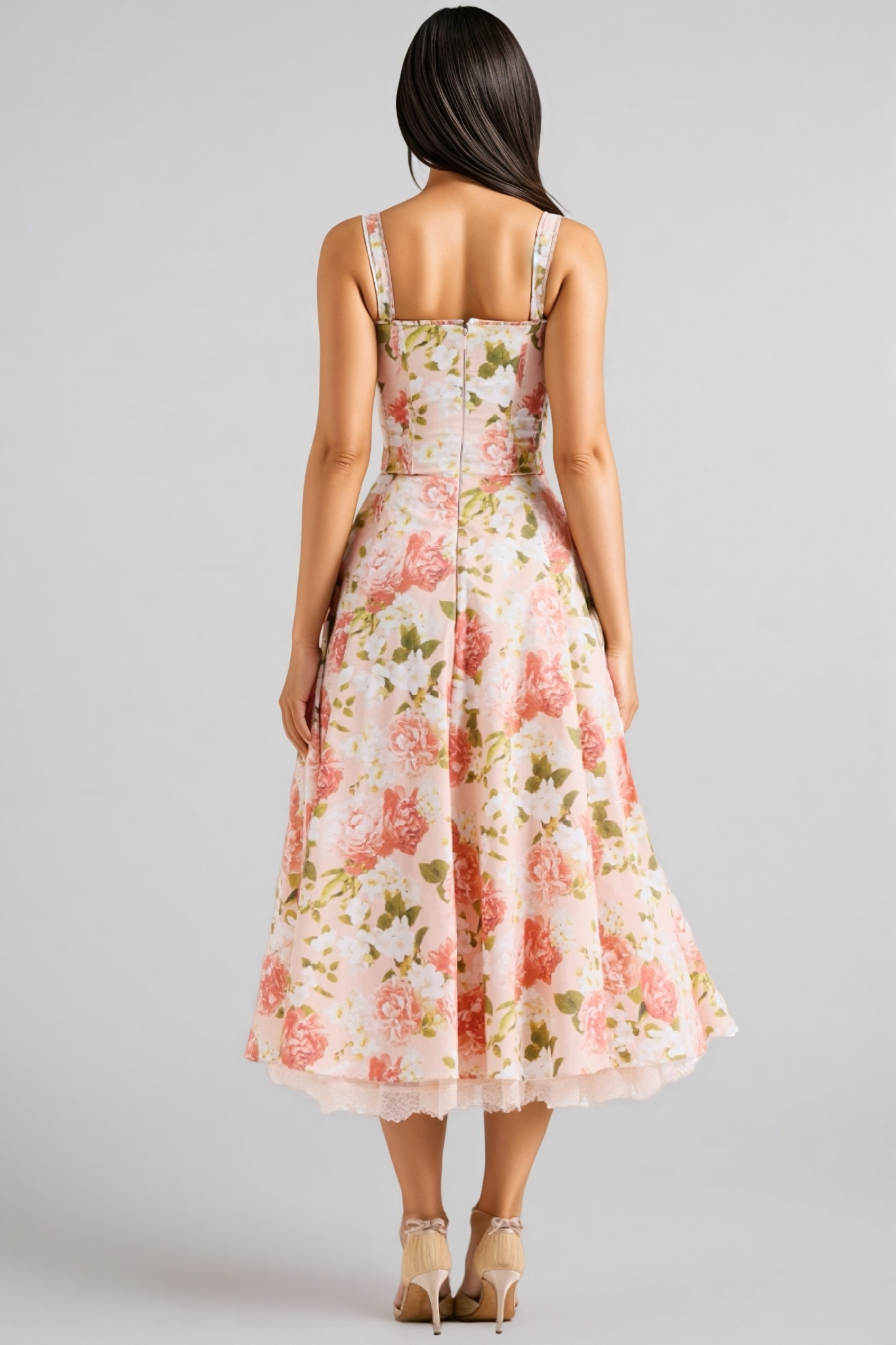 Aelin Pink Halter Print Midi Dress