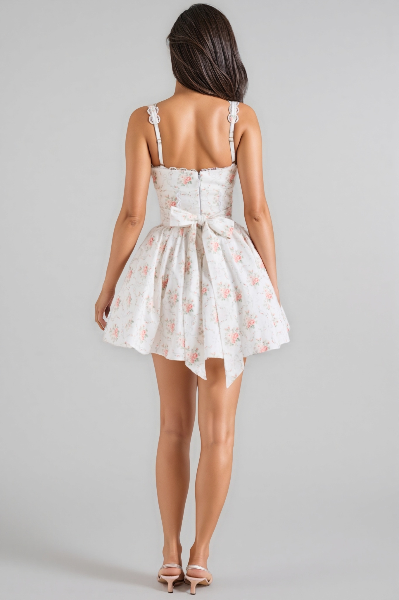 Zorat Rose Print Stretch Cotton Mini Dress