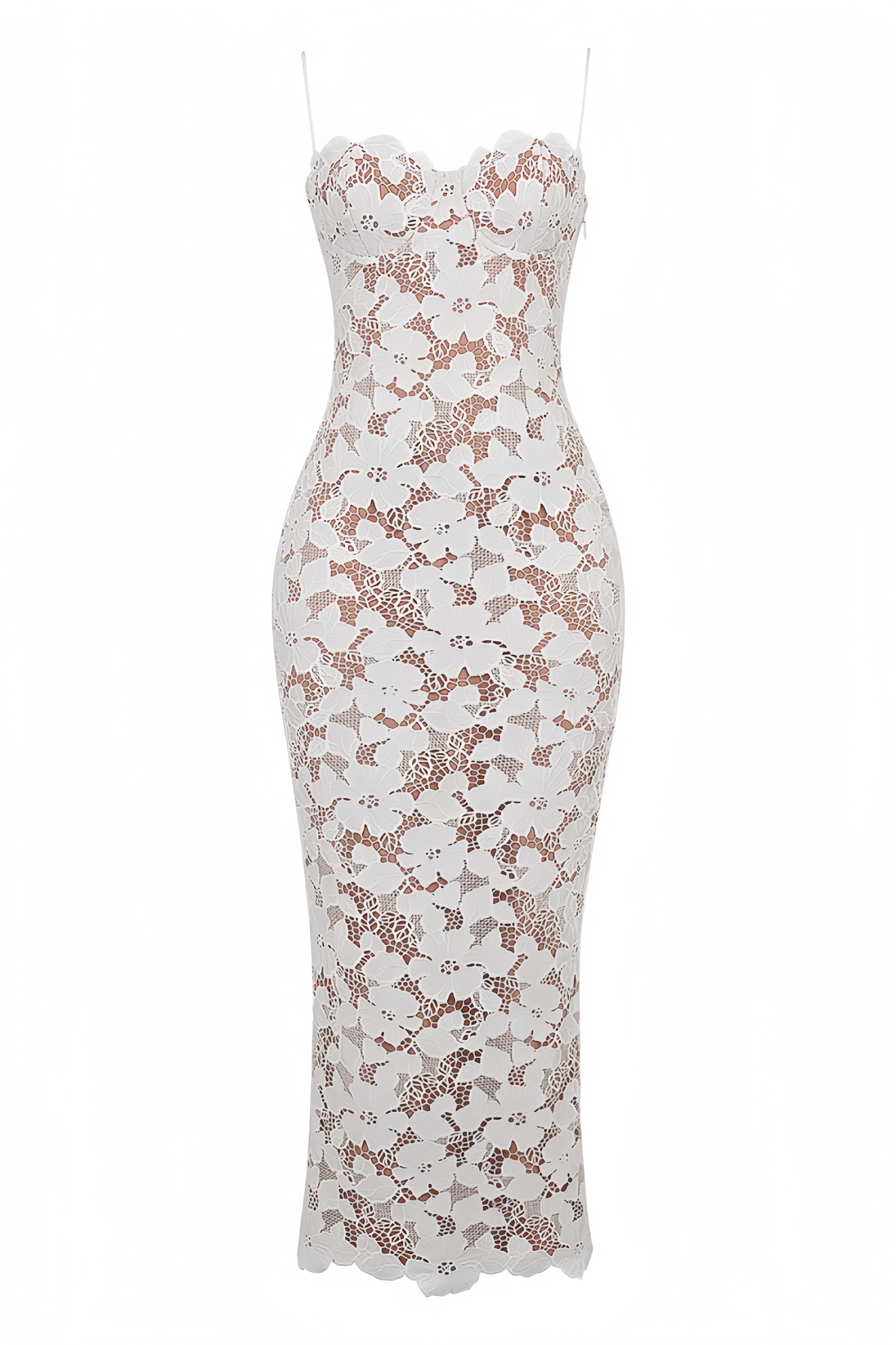 Odatte White Halter Embroidered Maxi Dress