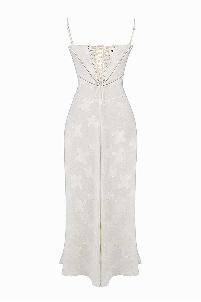 Hlyzal Beige Halter Backless Maxi Dress