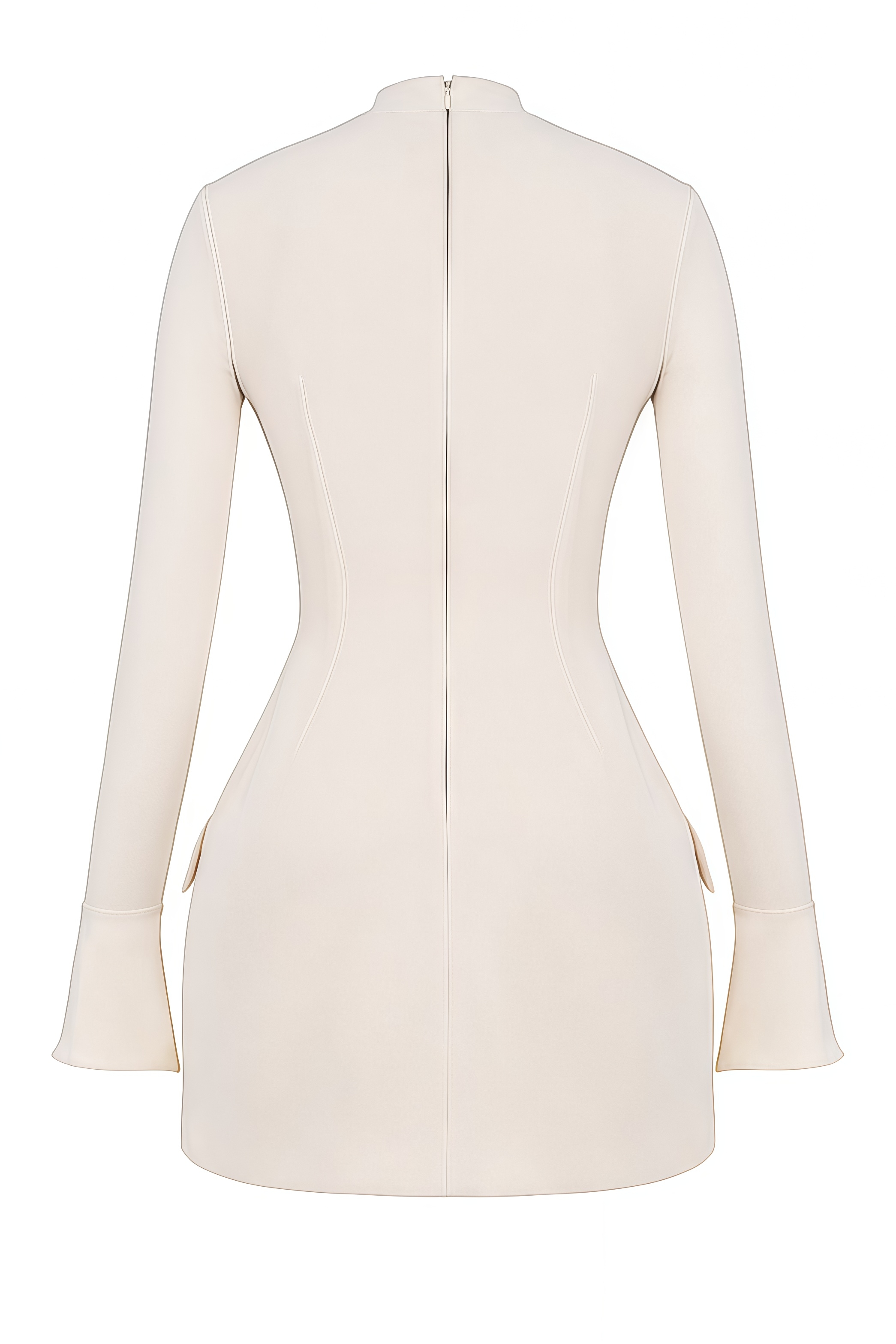 Hunleh White Long Sleeve Mini Dress
