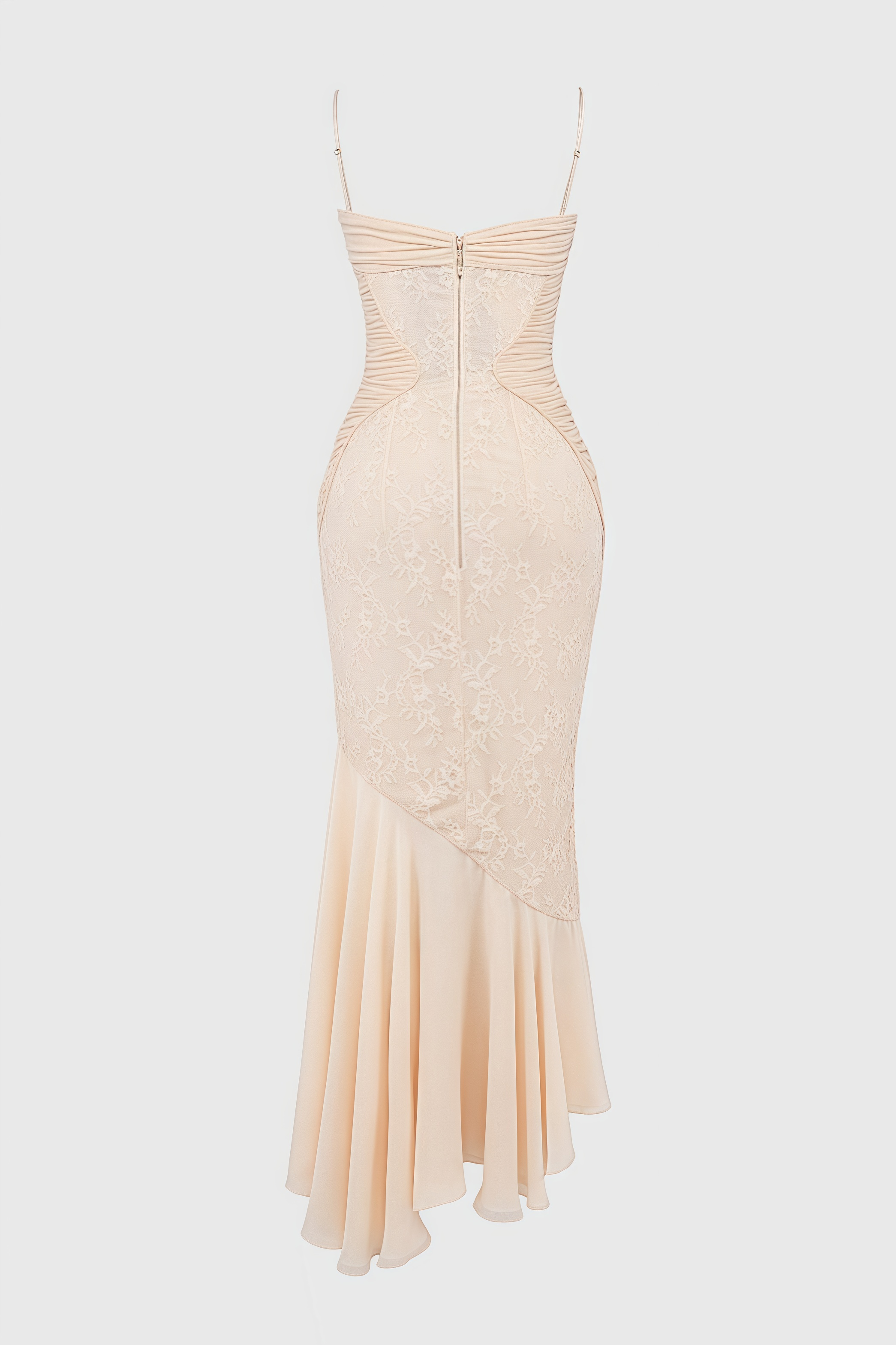 Vaelse Lace Ruffle Halter Maxi Dress