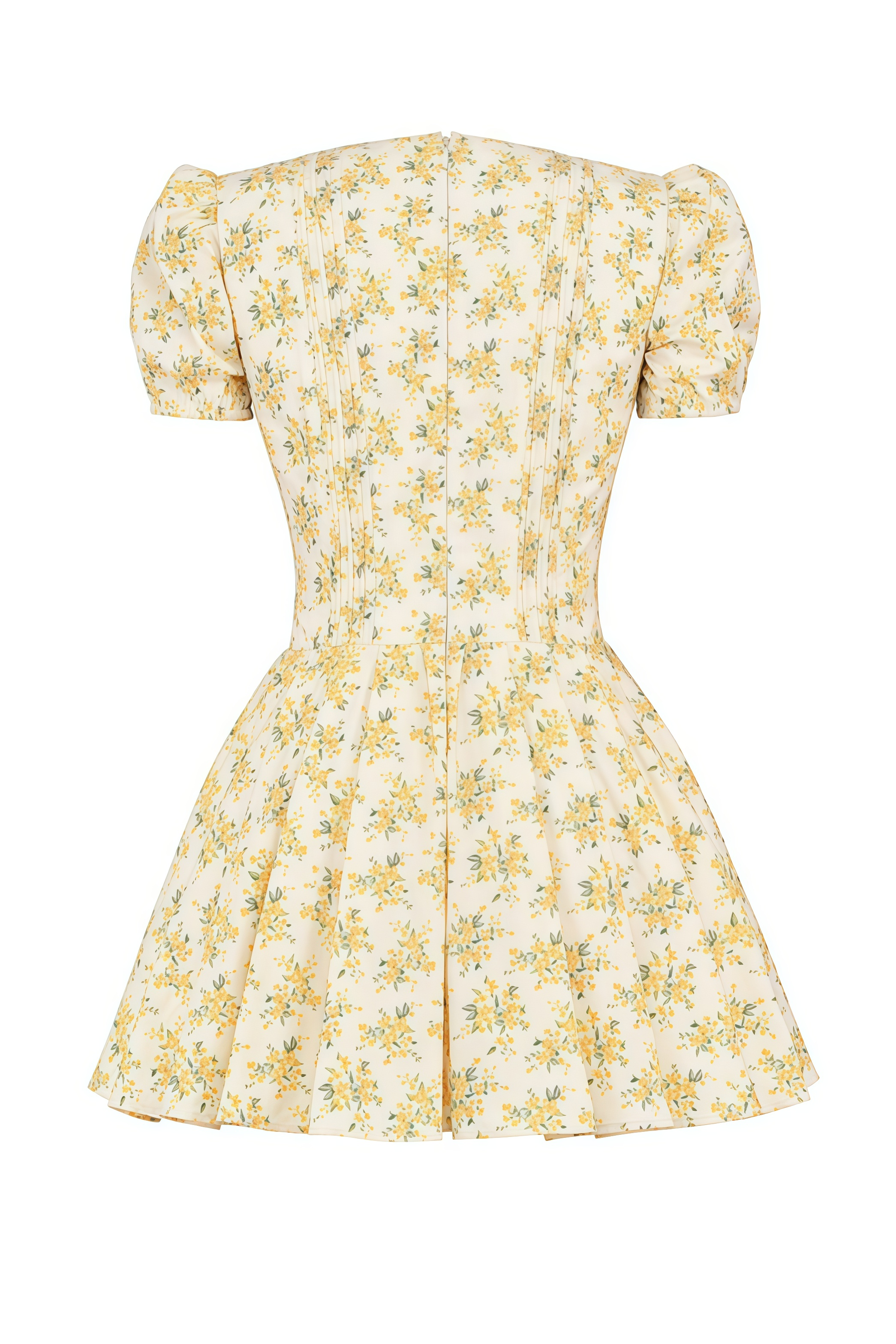 Korel Yellow Short Sleeve Floral Mini Dress